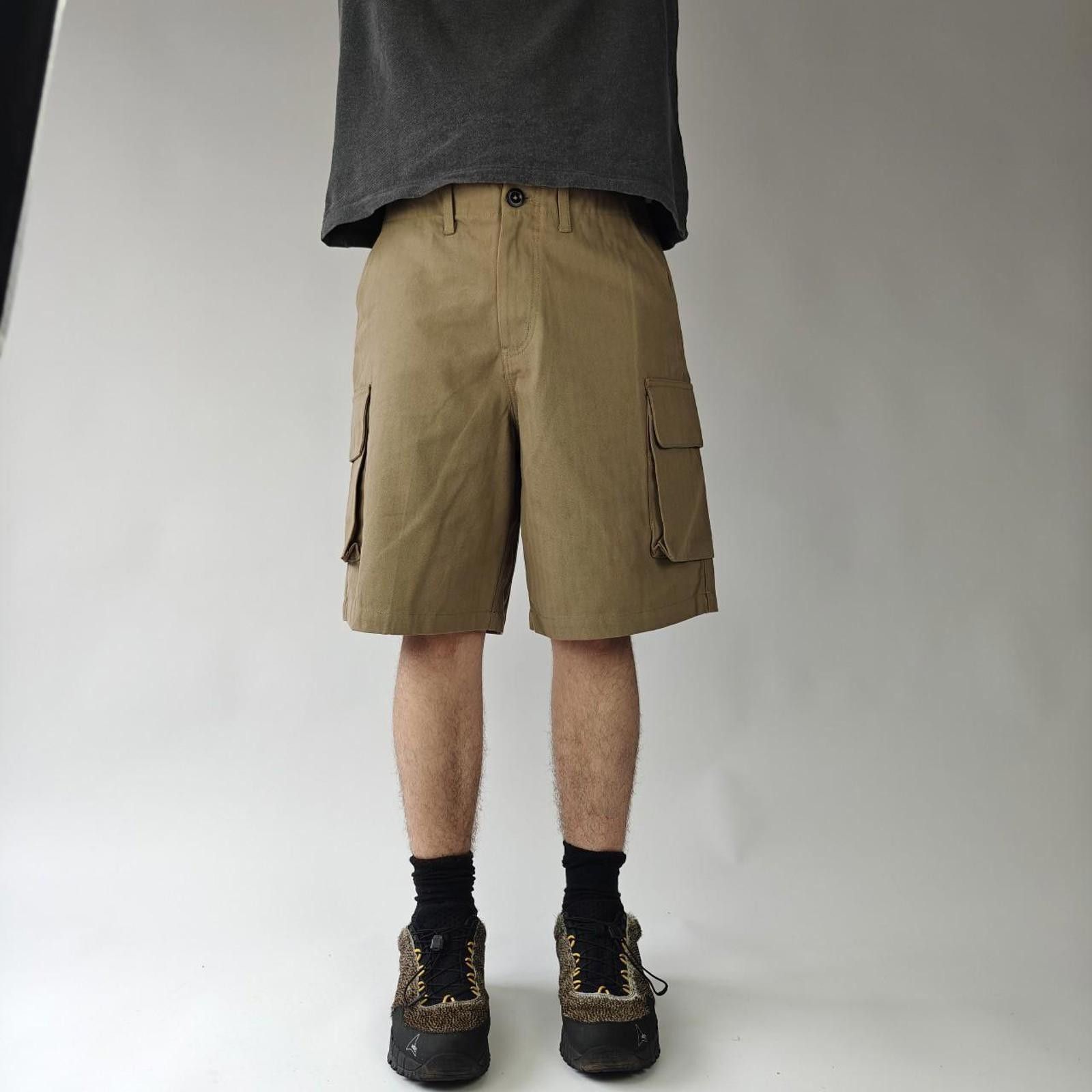 Other Khaki Wide Leg Herringbone Work Shorts Size US 34 / EU 50 - 2 Thumbnail