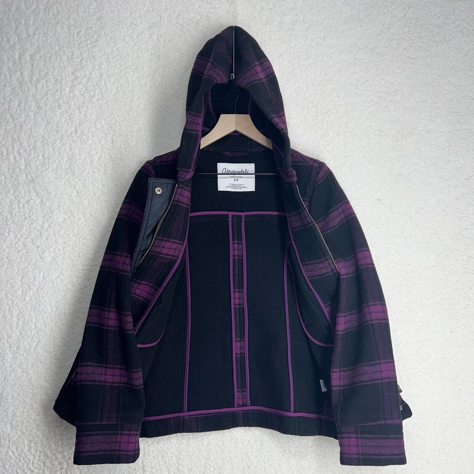 Aeropostale Aeropostale Eighty Seven Black & Purple Plaid Jacket Size S Size XS / US 0-2 / IT 36-38 - 5 Thumbnail