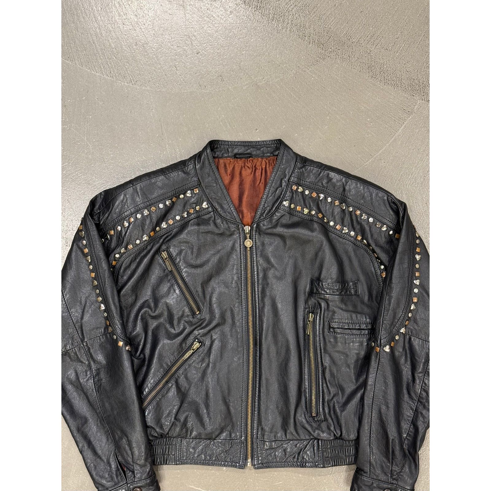 Versace 1990s GIANNI Versace "Playboy" studded leather bomber jacket Size M / US 6-8 / IT 42-44 - 4 Thumbnail