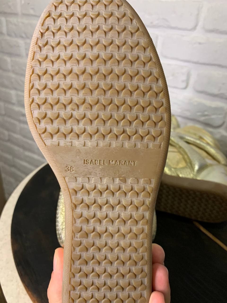 Isabel Marant Etoile Isabel Marant Metallic Gold Leather Bekett Wedge Sneakers Size US 8 / IT 38 - 5 Thumbnail