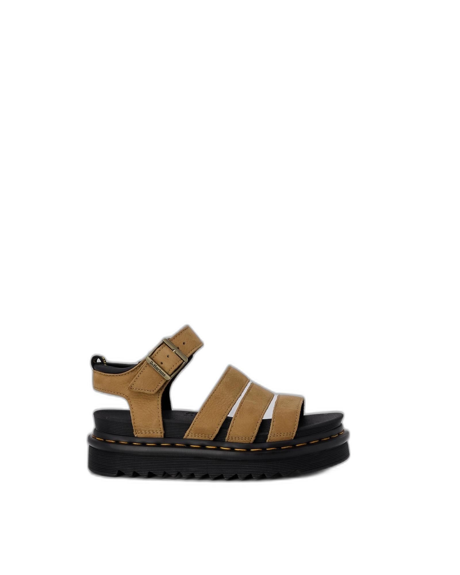 image of Dr Martens Leather Buckle Sandals - Slip On Style in Beige, Women's (Size 8)