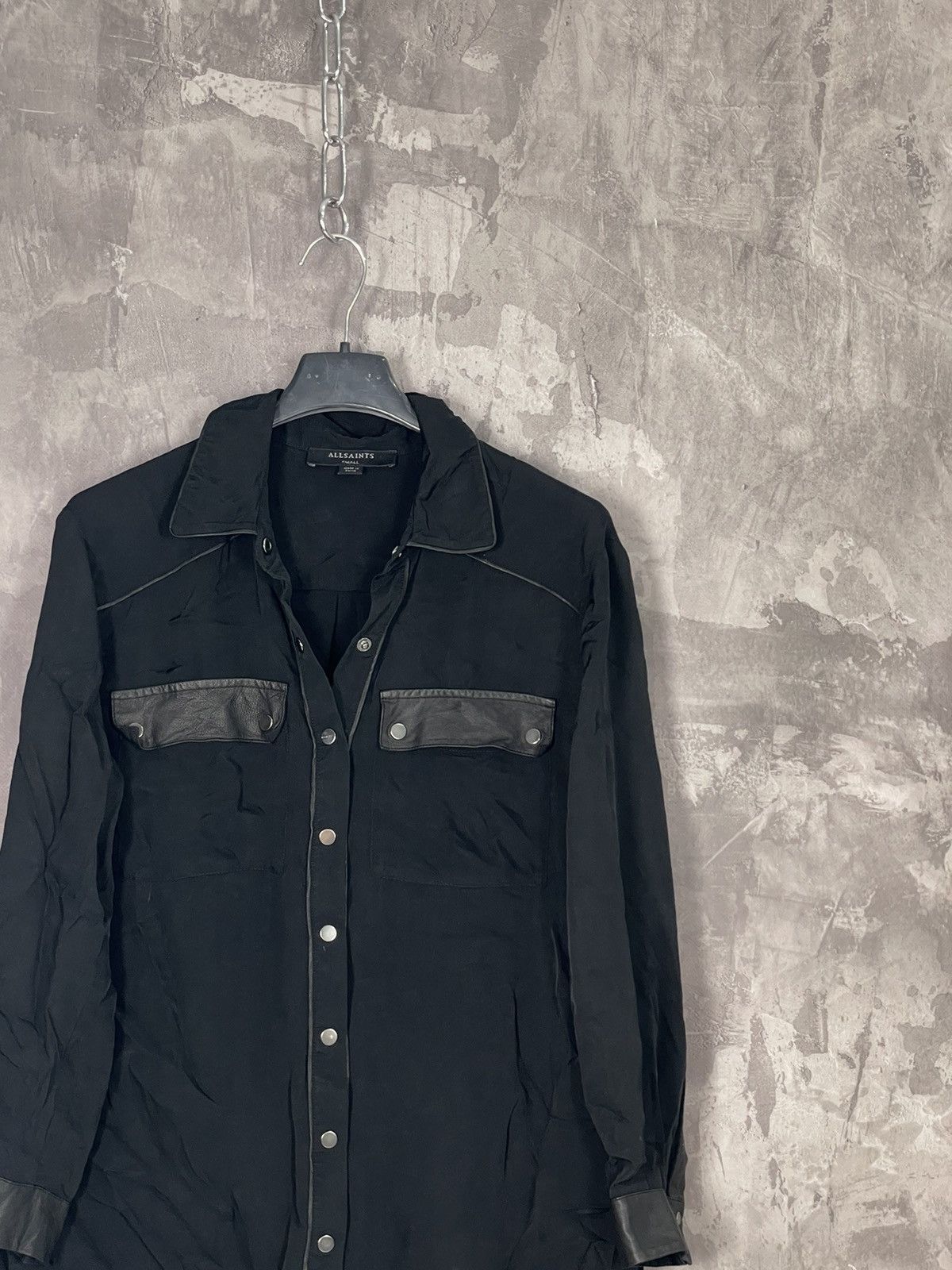 Allsaints × Japanese Brand Allsaints Y2K Avant Garde Black Archive Button Up Shirt Size S / US 4 / IT 40 - 4 Thumbnail