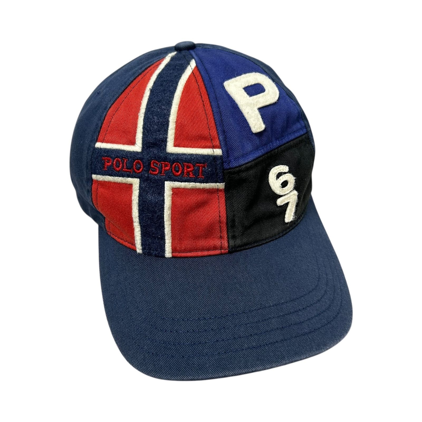Polo Ralph Lauren RARE VTG 90s POLO PATCHWORK NORWAY FLAG 67 STRAPBACK HAT Size ONE SIZE - 2 Thumbnail