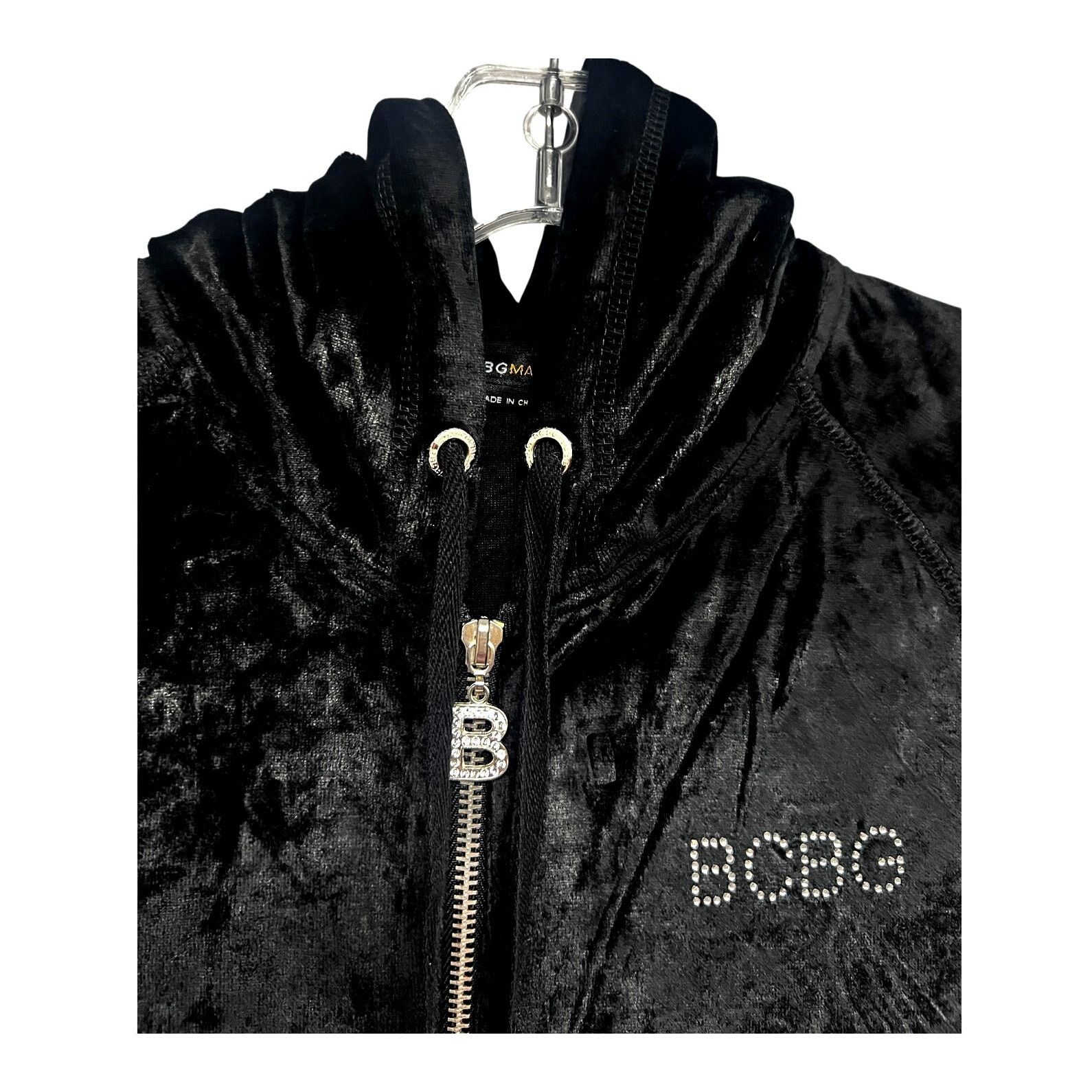 Bcbgmaxazria BCBG Black Bling Tracksuit Zip Hoodie Jacket M Crop Pants L Size M / US 6-8 / IT 42-44 - 3 Thumbnail