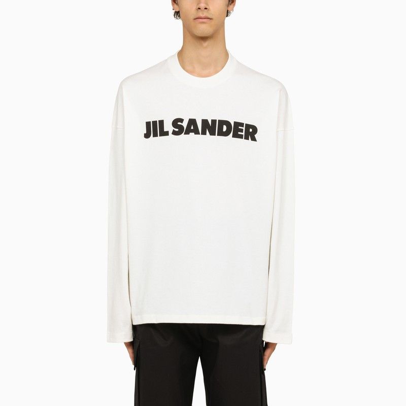 image of Jil Sander Logoed Crew-Neck Sweatshirt in White, Men's (Size XL)