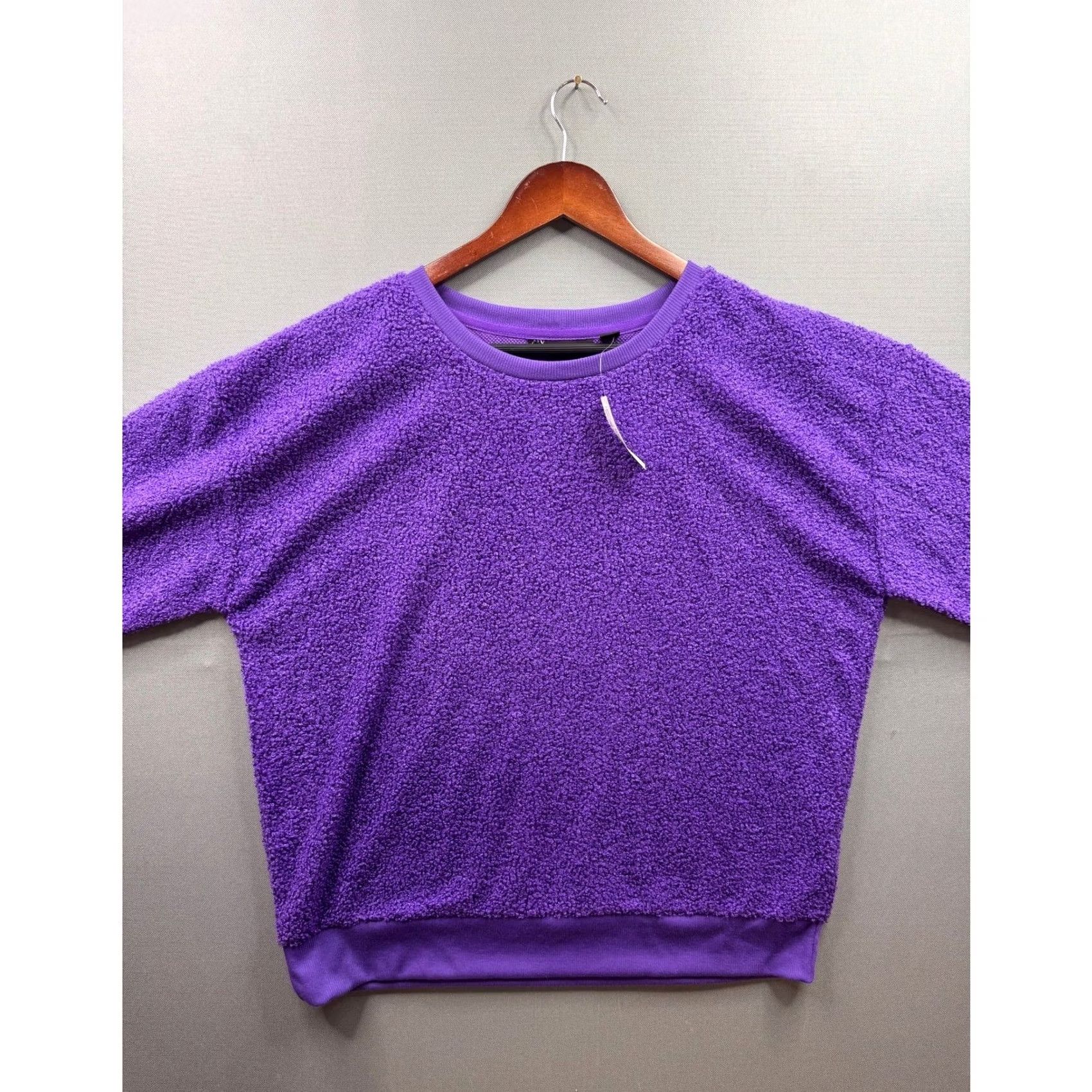 Vintage New York & Company Sweatshirt Womens Purple Boucle Sherpa Pullover Large NWT Size L / US 10 / IT 46 - 2 Thumbnail