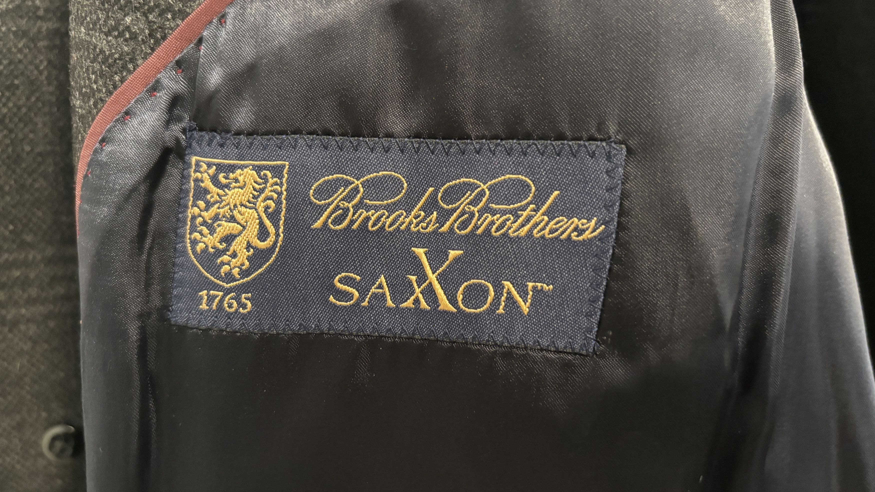 Brooks Brothers Plaid Chesterfield Overcoat Topcoat, Wool, Velvet; 38 -40 Size US M / EU 48-50 / 2 - 12 Thumbnail