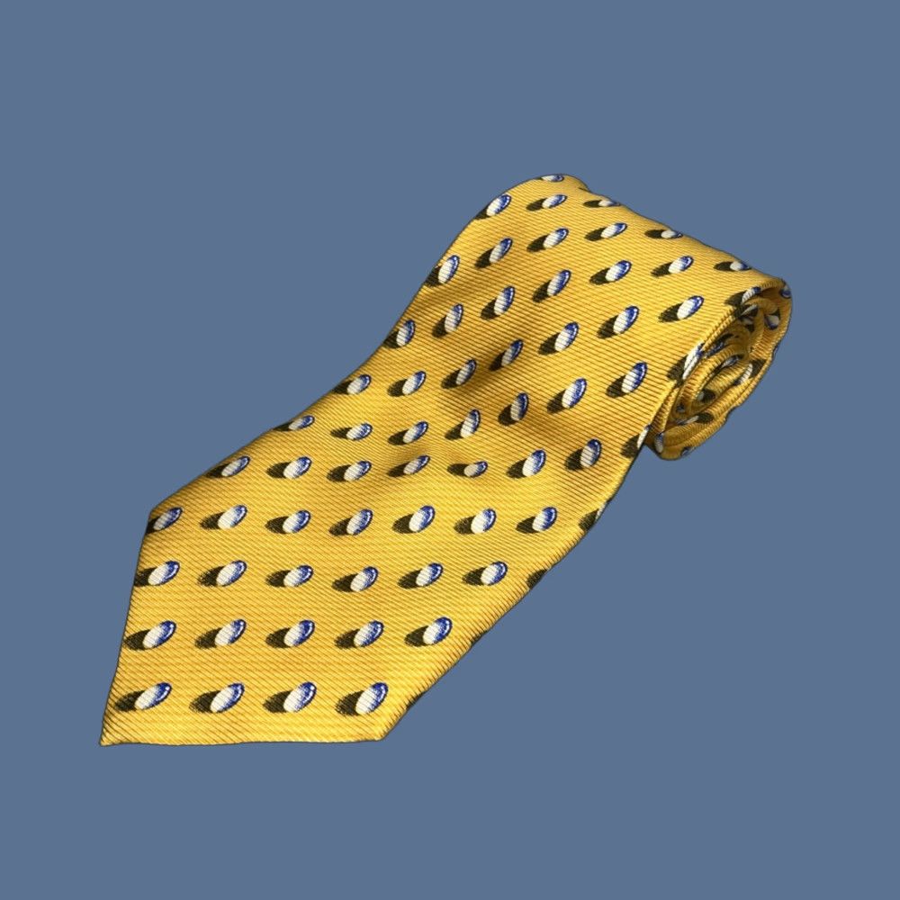 Vintage VINTAGE Luciano Ferre Silk Tie Geometric Yellow 100% Silk Made in Italy Classic 57"-60" Adjustable Men Size ONE SIZE - 1 Thumbnail