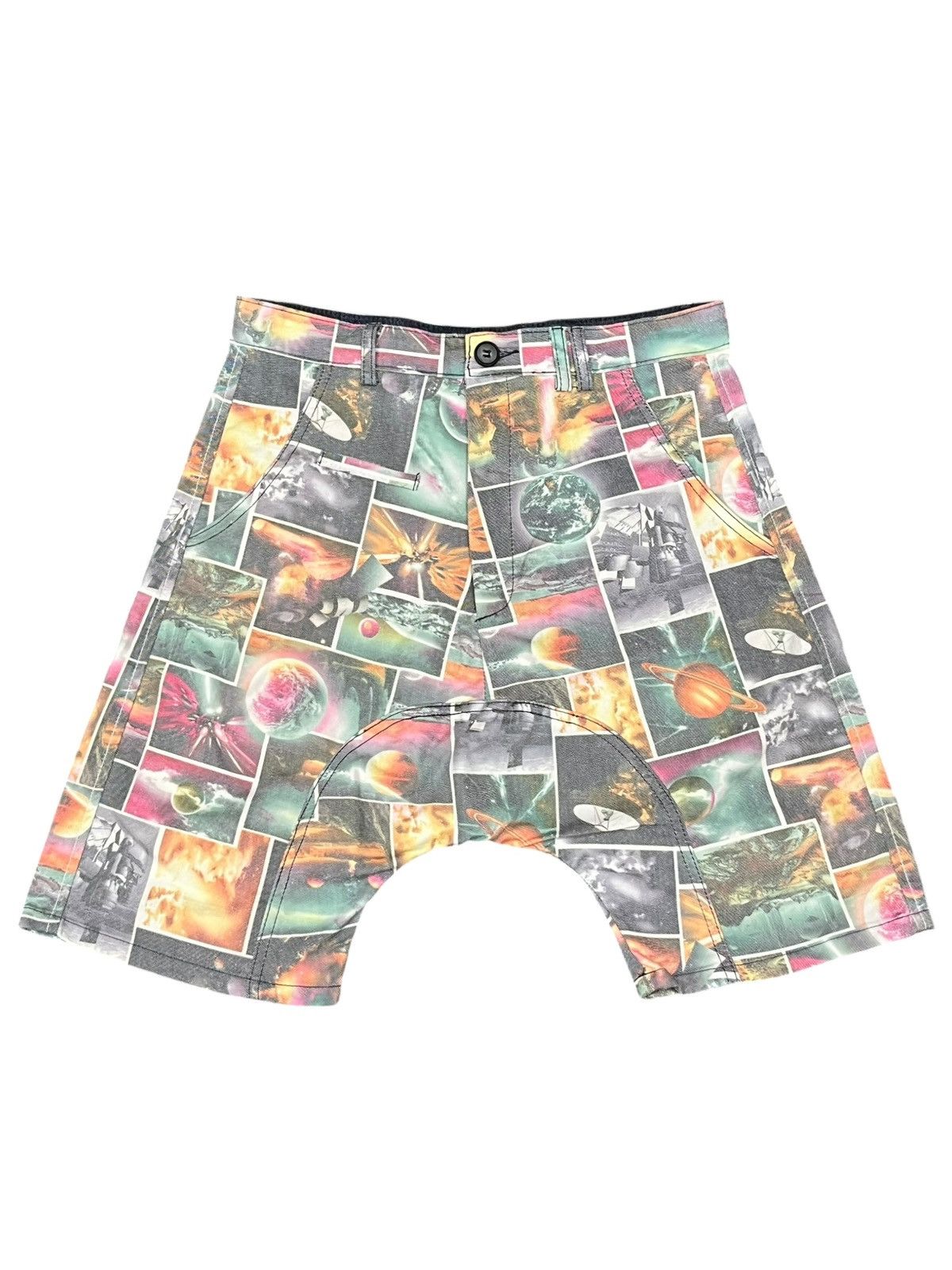 Japanese Brand Rare Open Arms Galaxy Orbit Cyber Y2K Space Shorts Size US 28 / EU 44 - 1 Thumbnail