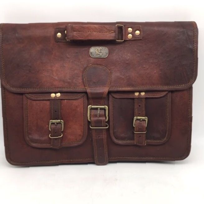 Vintage Cuero Vintage Leather Briefcase Laptop Bag Mens Small 18 Inch 13x18x4 Buckle Crossbody Canvas Leather Quincy 3D Animal Print Decade 2010s Size ONE SIZE - 6 Thumbnail