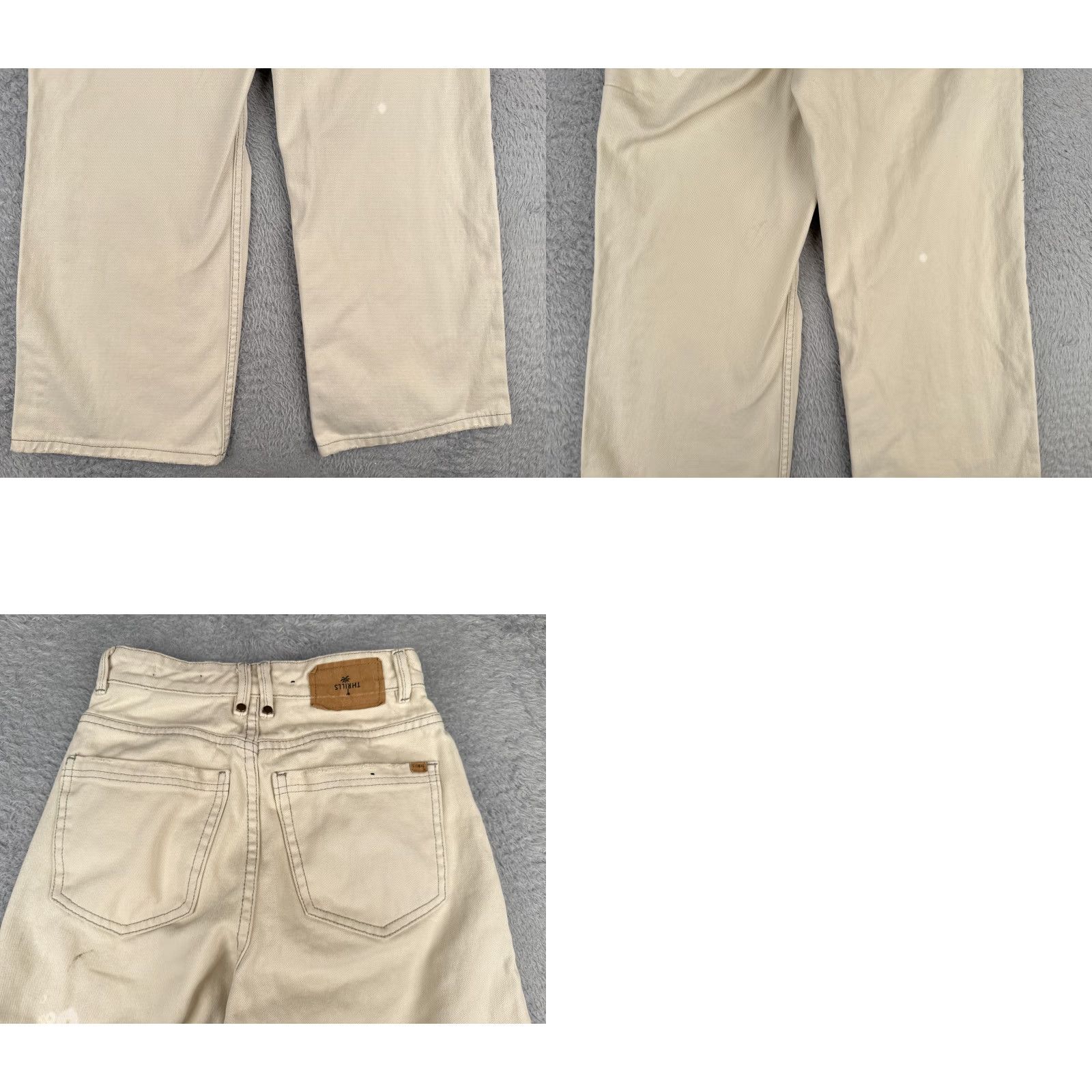 THRILLS Thrills Jeans Womens Wide-Leg 4 Beige High Rise Cotton Denim 24x27 Read Me Size 27" / US 4 / IT 40 - 10 Thumbnail