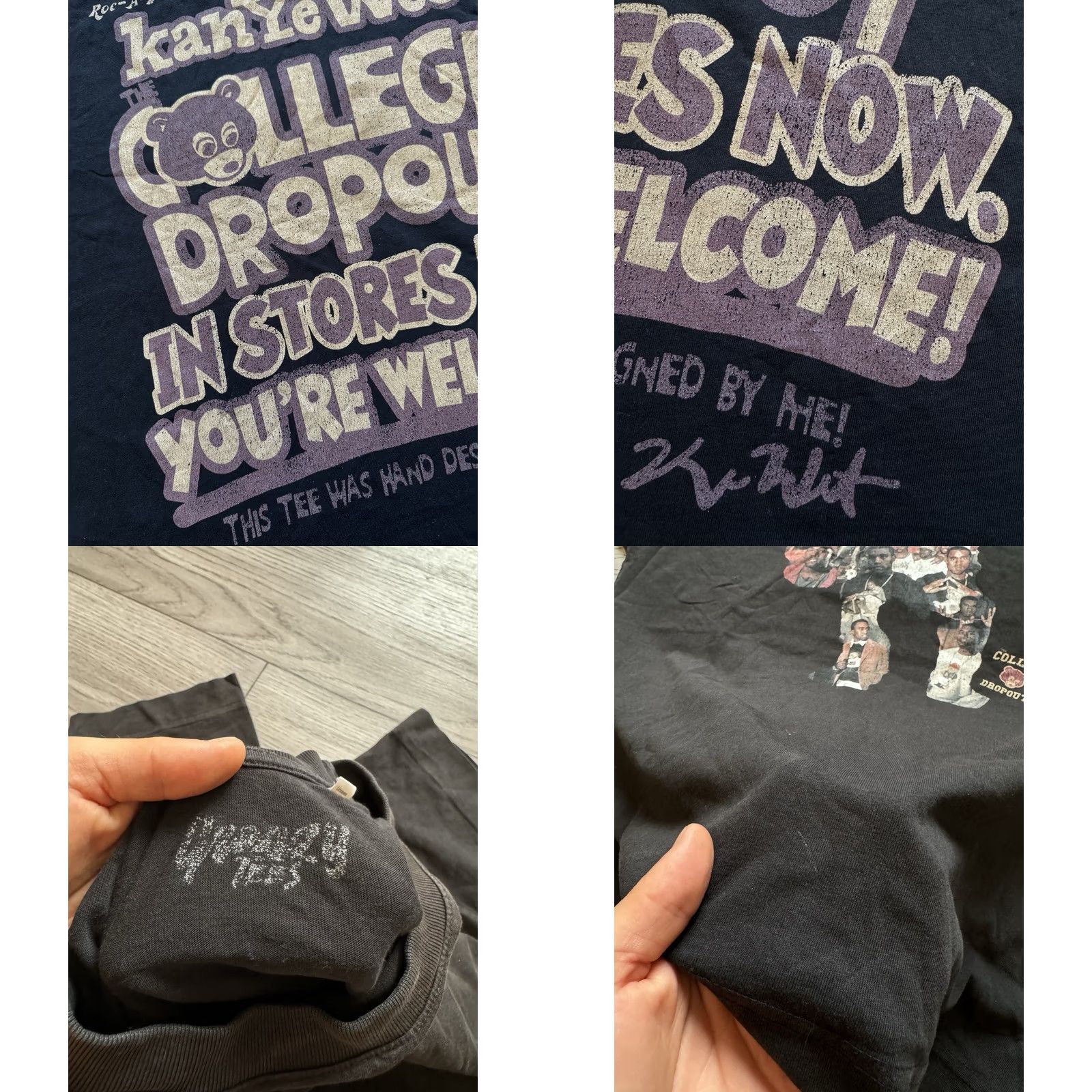 Vintage Greazy Tees Kanye West College Dropout Unisex T-Shirt S Black Short Sleeve Cotton Mens/Womens Size US S / EU 44-46 / 1 - 8 Thumbnail