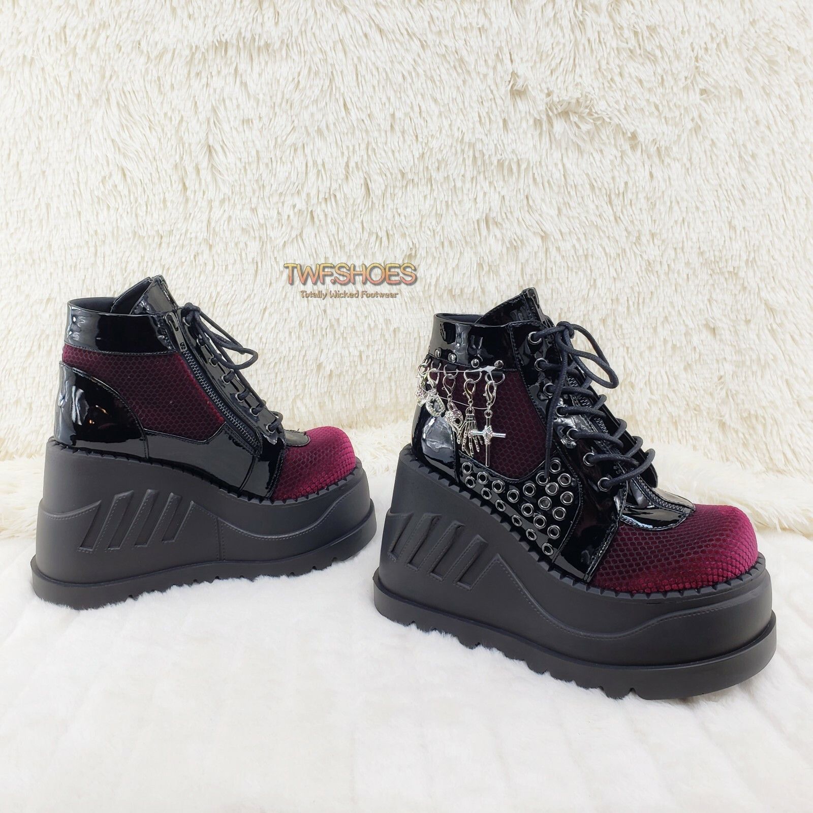 Demonia Cult DEMONIA Stomp 18 Goth Punk Rock Charm Pendant Platform Wedge Size US 10 / IT 40 - 4 Thumbnail