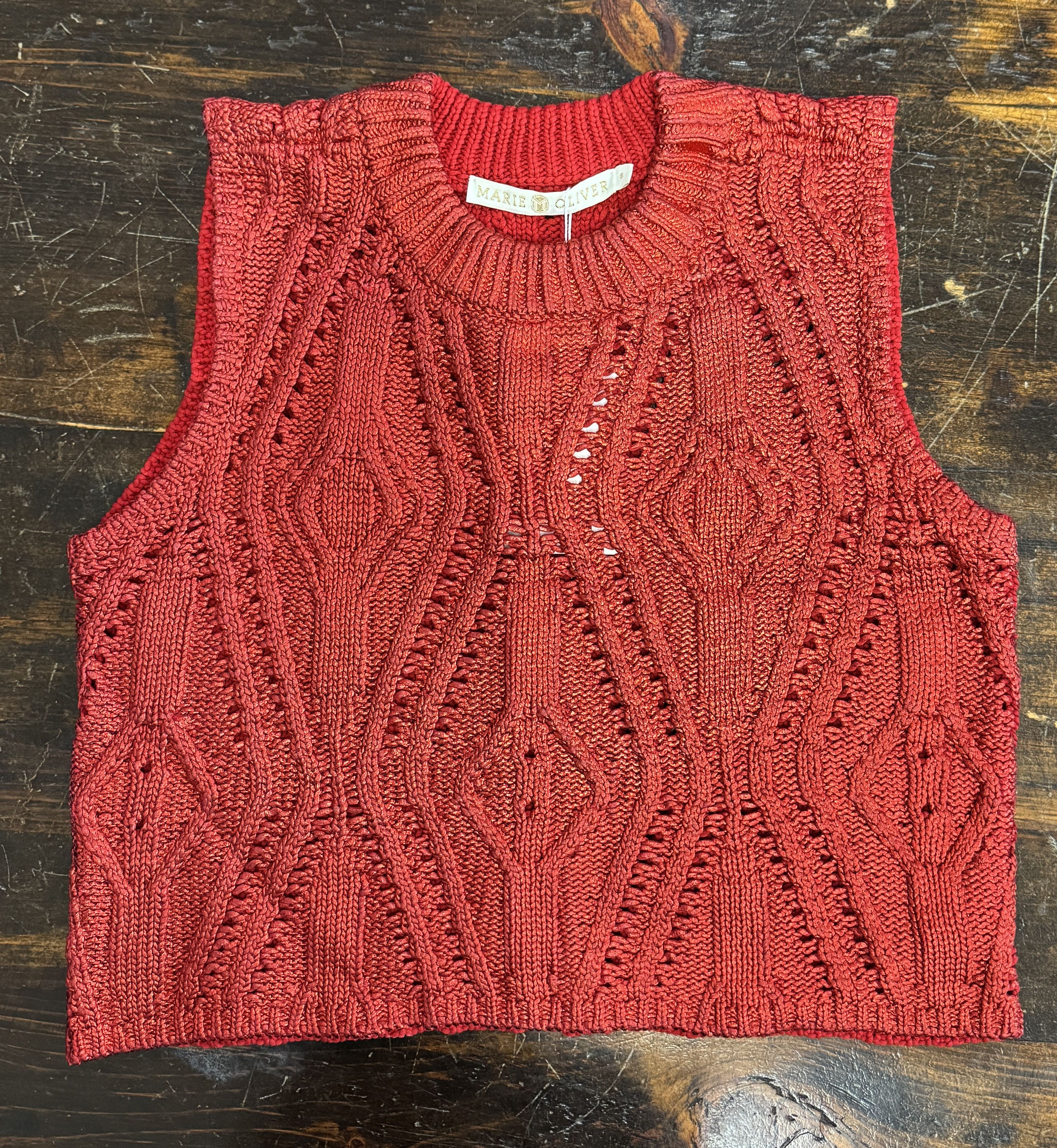 Marie Oliver Red foiled cable-knit sweater Size S / US 4 / IT 40 - 3 Thumbnail