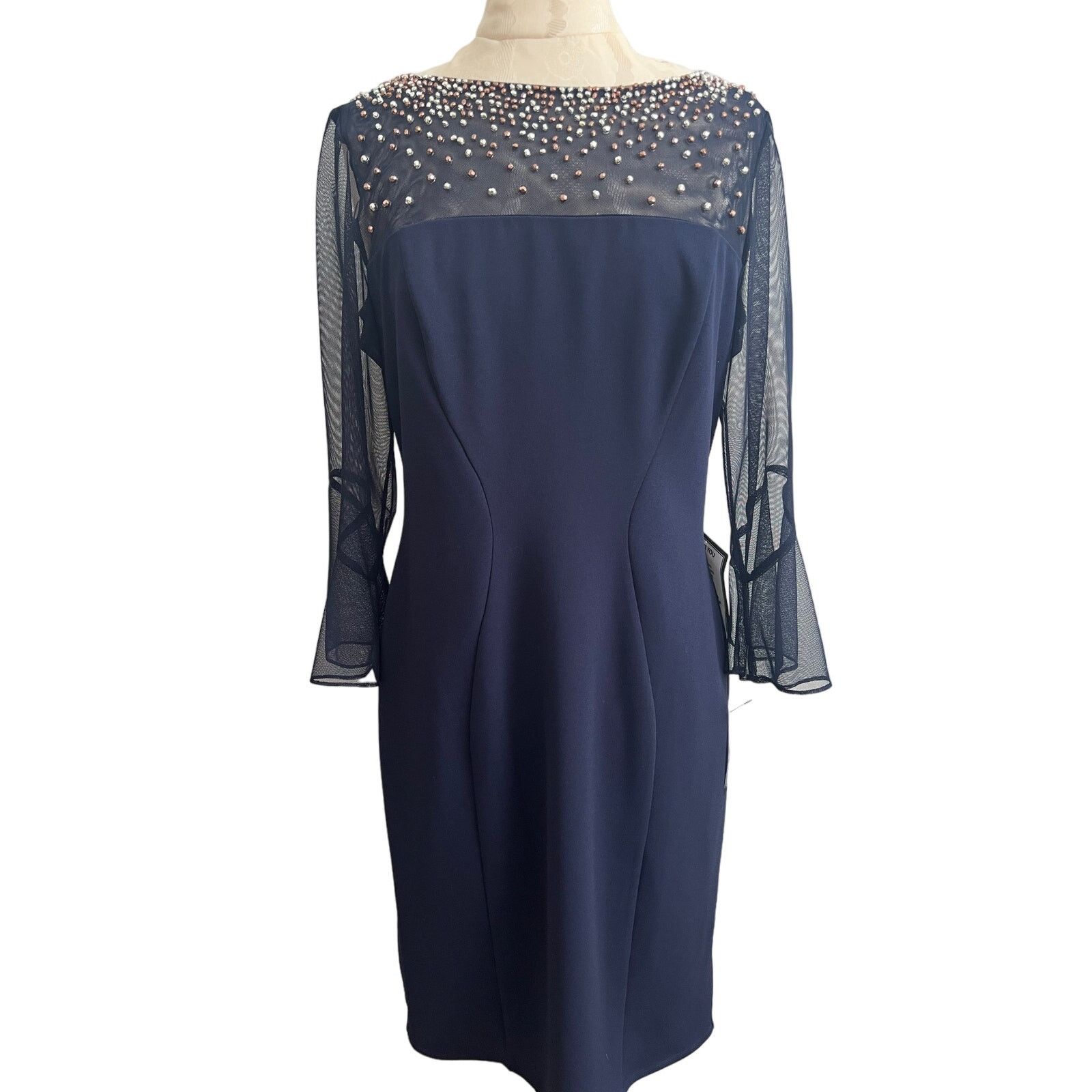 Alex Evenings NWT Sheath Dress Embellished Illusion Size 10