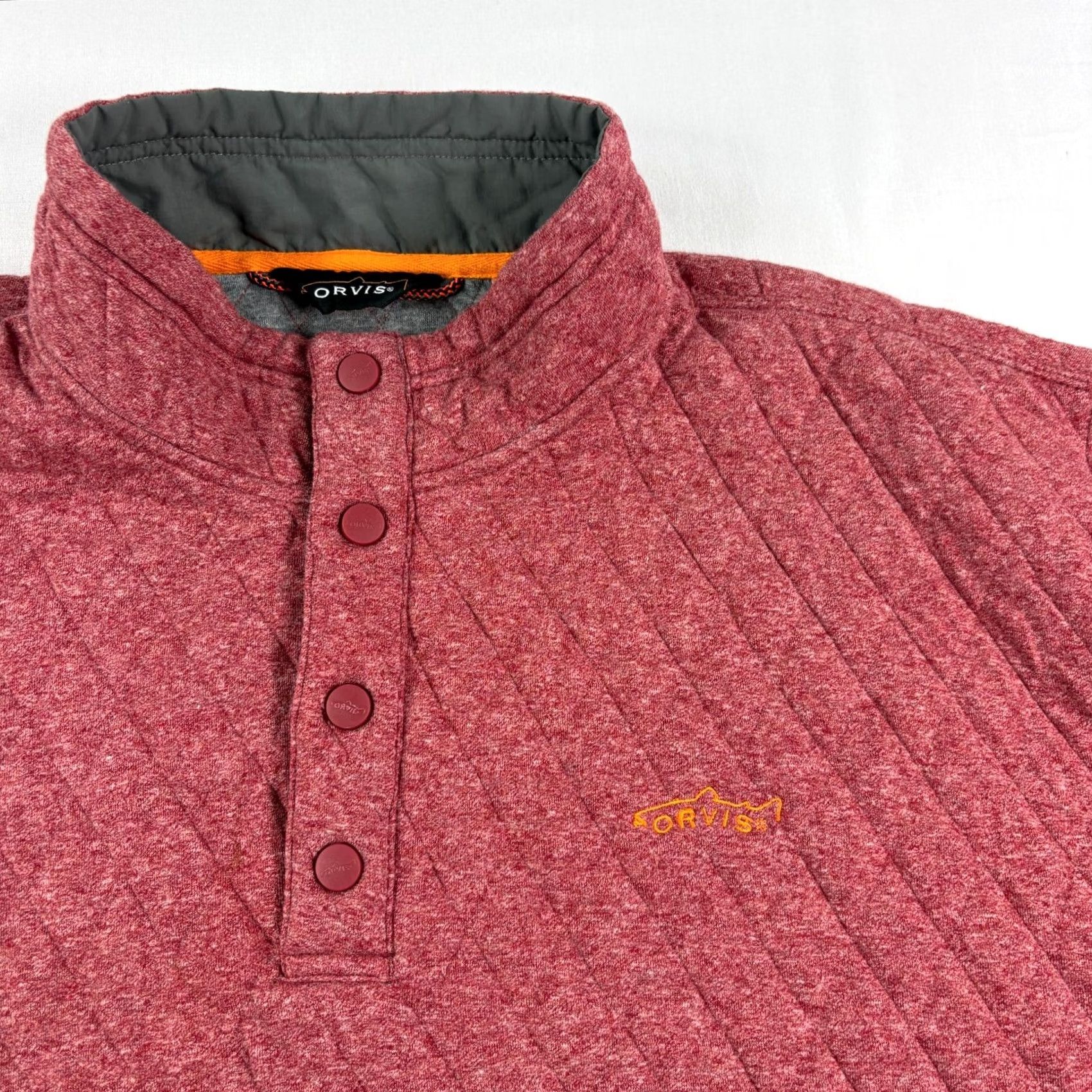 Orvis Orvis Sweatshirt Mens 2XL Red Quilted Snap Pullover Mock Neck Sweater Casual Size US XXL / EU 58 / 5 - 2 Thumbnail