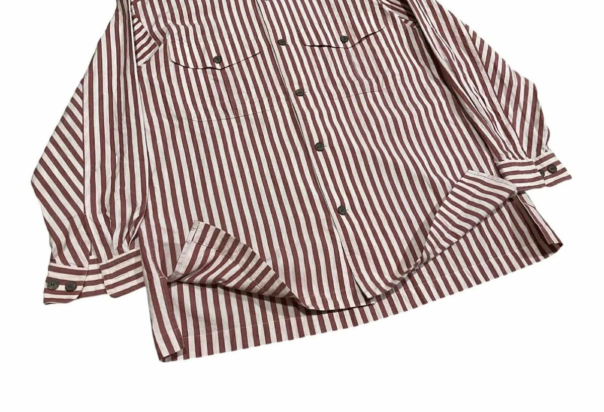 Issey Miyake 🔥Rare Vintage Issey Miyake Striped Shirt Stand Collar Size US XL / EU 56 / 4 - 9 Thumbnail