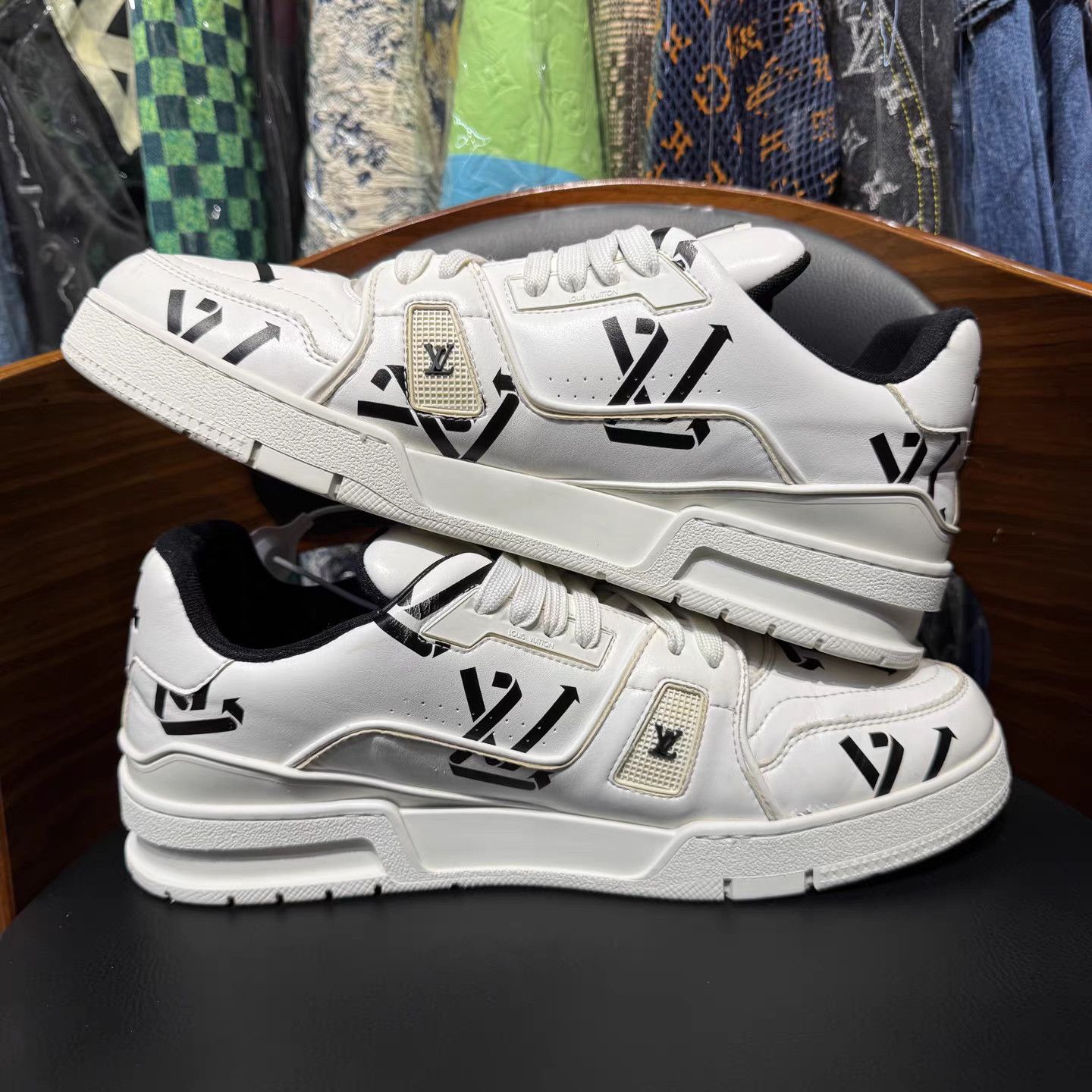 Louis Vuitton LV Trainer White Black Monogram Sneakers K15 Size US 10 / EU 43 - 7 Thumbnail