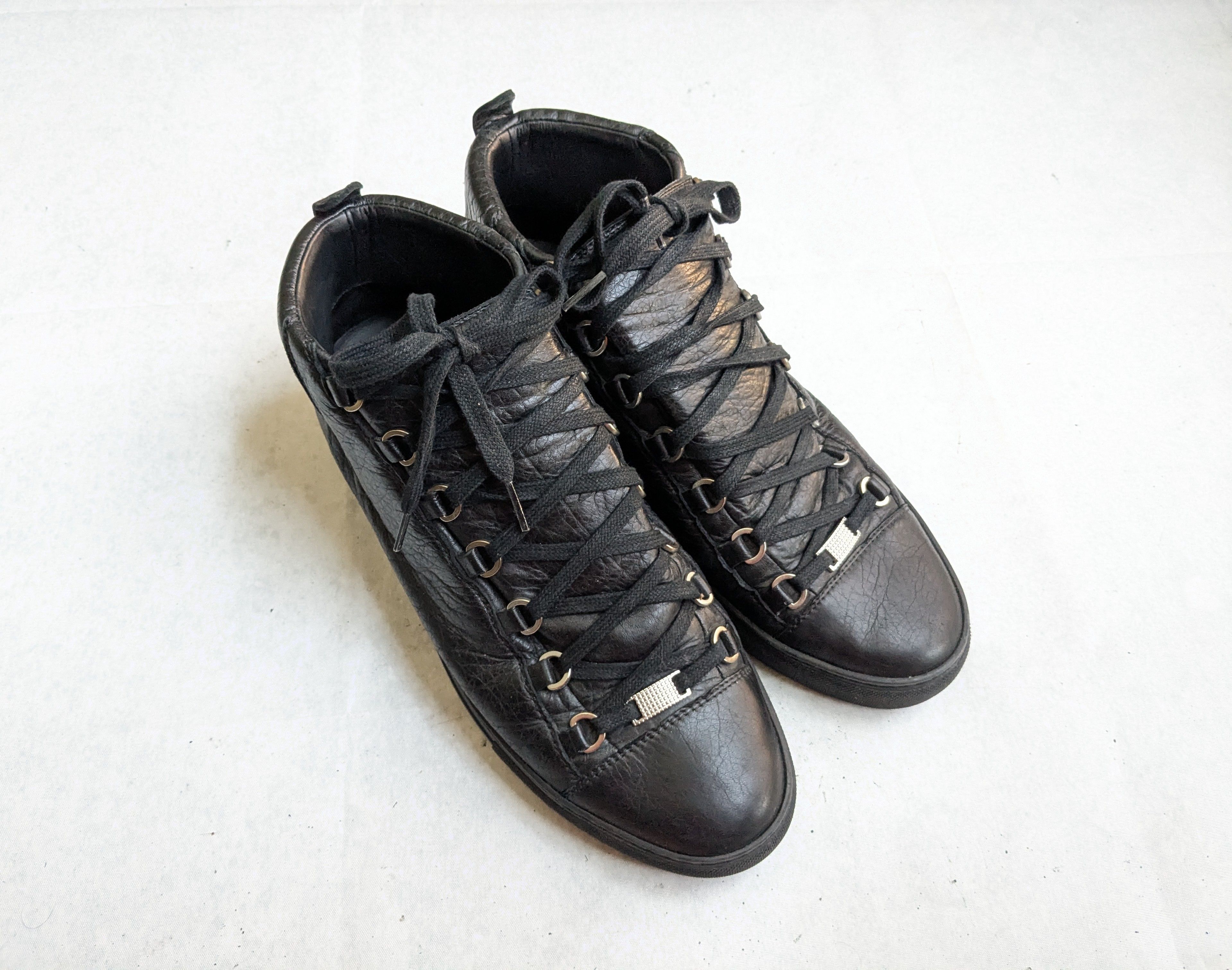 Balenciaga Balenciaga Arena High Tops Black Leather 10 Size US 10 / EU 43 - 4 Thumbnail