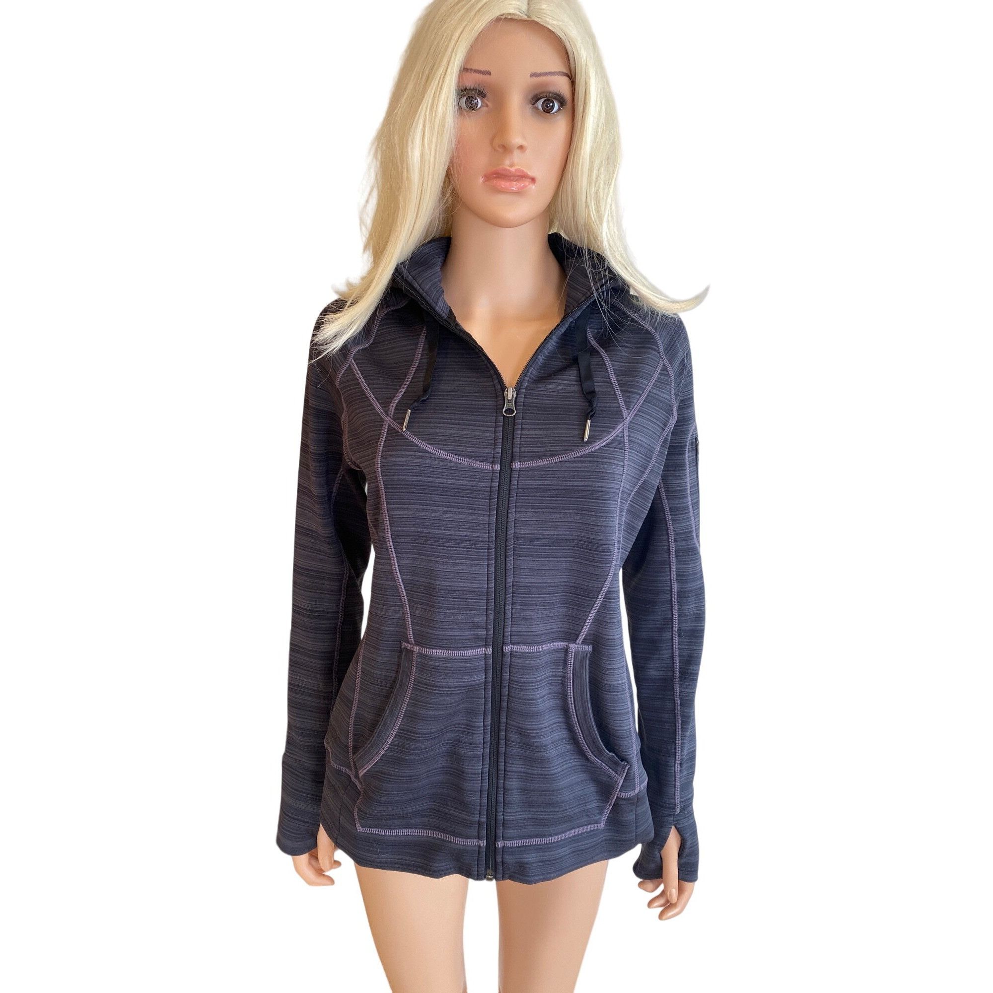 Athleta Striped Strength Full Zip Sweatshirt Hoodie Women's