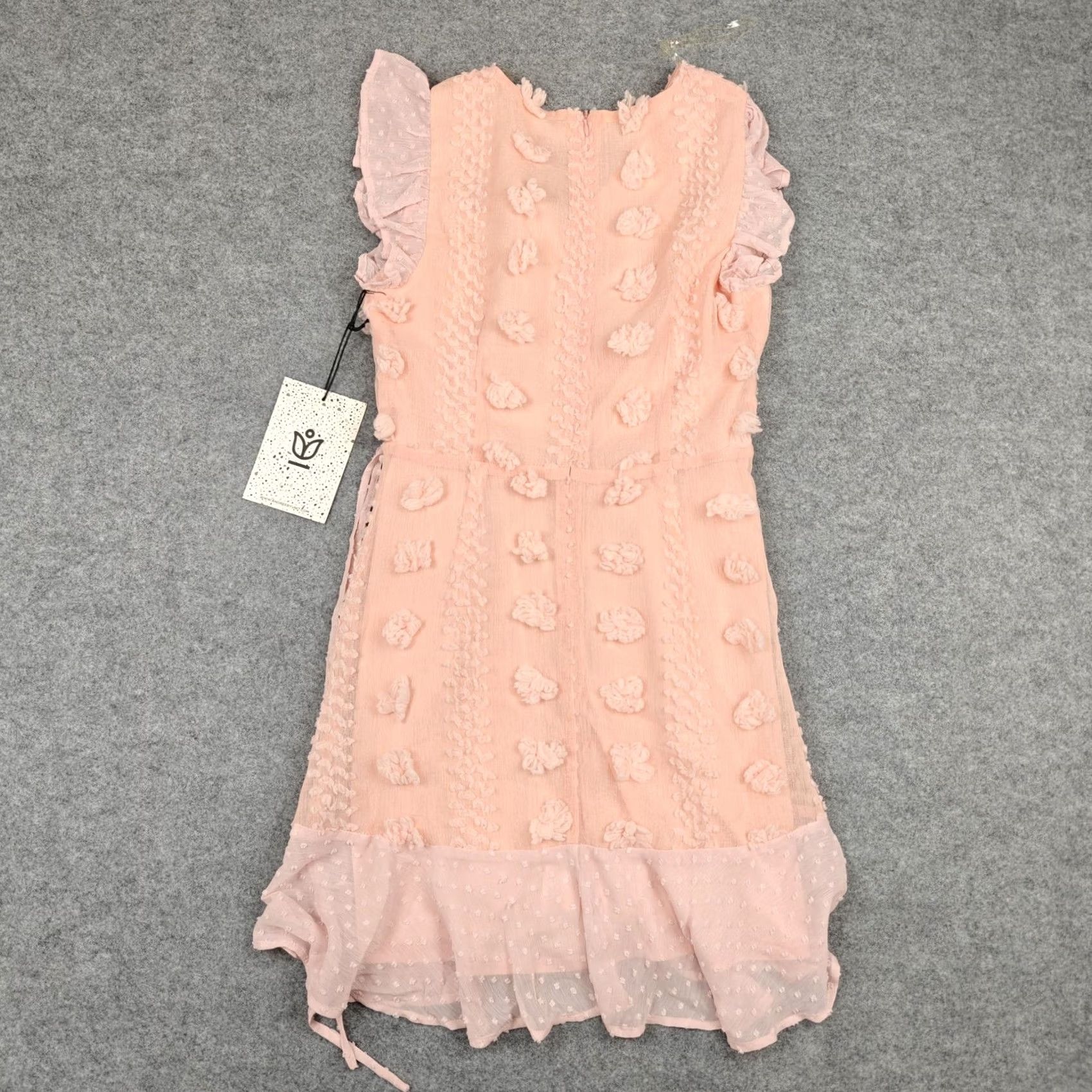 Vintage Andrée Unit Dress Womens Small Medium Pink Polka Dot Wrap Ruffle Sundress Mini Size S / US 4 / IT 40 - 7 Thumbnail