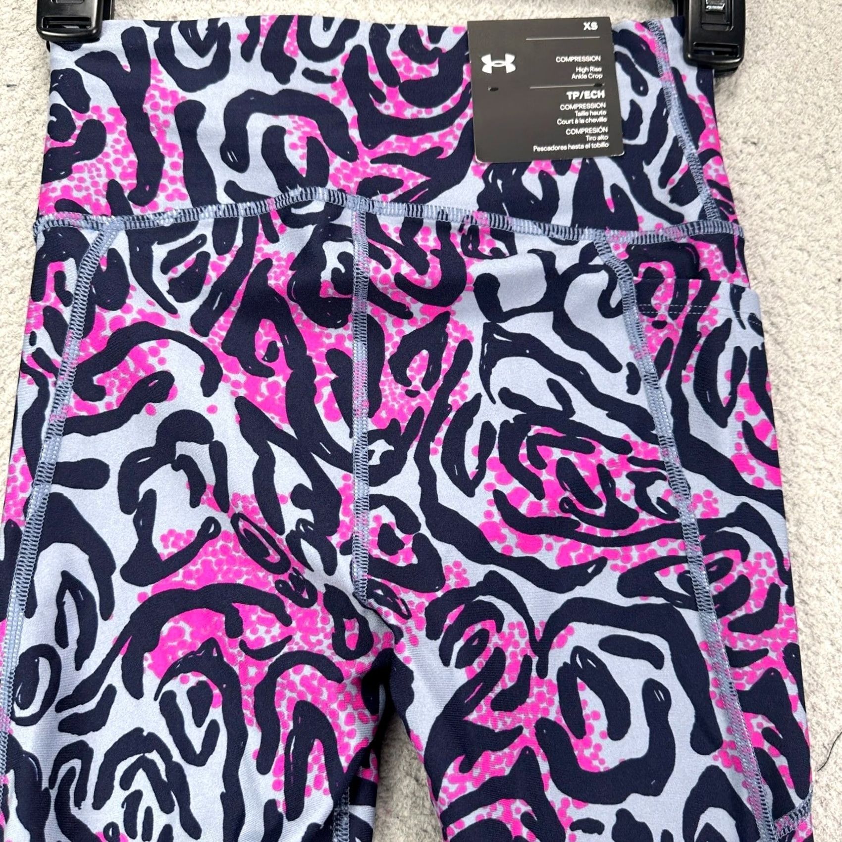 Under Armour Under Armour Womens Compression Leggings XS Pink Gray Leopard Ankle Crop NEW Size 26" / US 2 / IT 38 - 4 Thumbnail