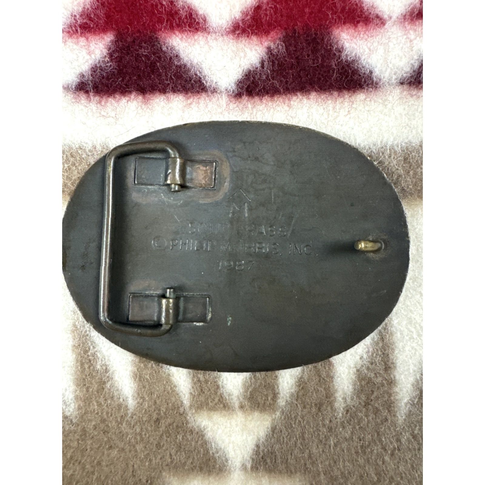 Vintage VINTAGE Marlboro Western Longhorn Phillip Morris Tobacco 1987 Brass Belt Buckle Mens Womens Adults Unisex Brown Western Cowboy 1980s Size ONE SIZE - 2 Thumbnail
