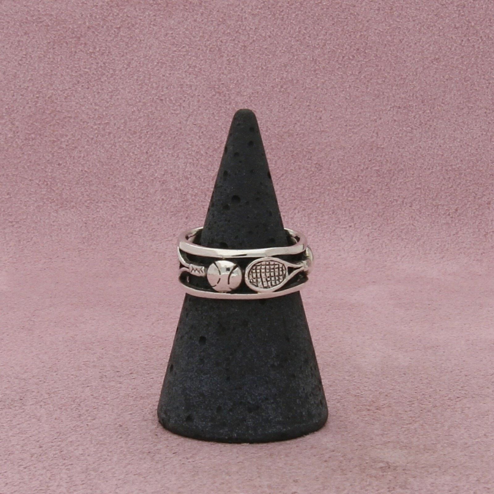 Sterling Silver sterling silver tennis ball & racket band ring size 6.75 Size ONE SIZE - 3 Thumbnail