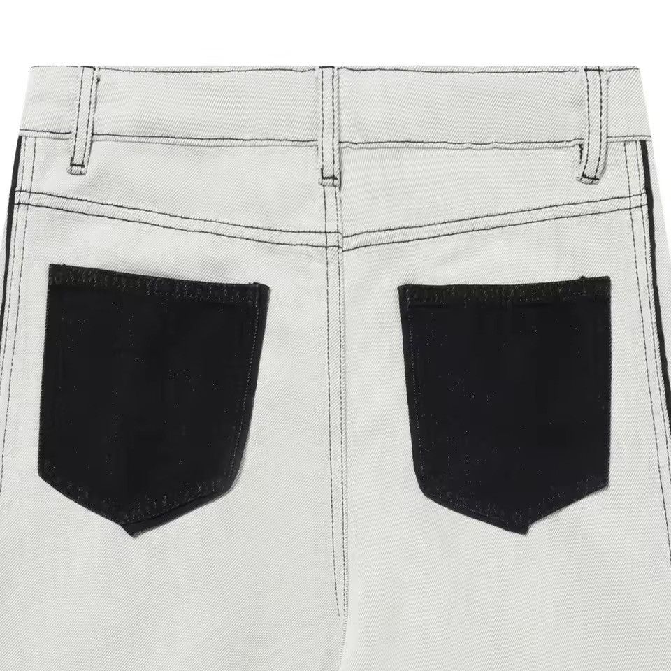Jean Streetwear Hip Hop Grey White Wide Leg Baggy Jeans Pants Size US 29 - 11 Thumbnail