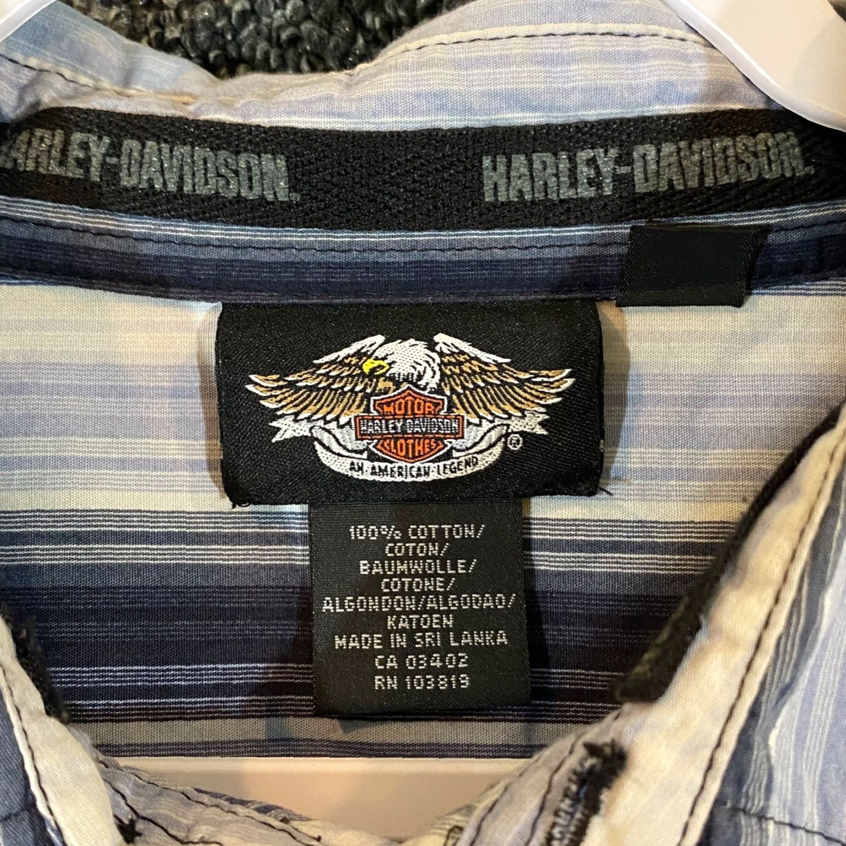 Harley Davidson Harley-Davidson Shirt Mens XL Blue Striped Motorcycle Button-Up Long Sleeve Casual Size US XL / EU 56 / 4 - 3 Thumbnail