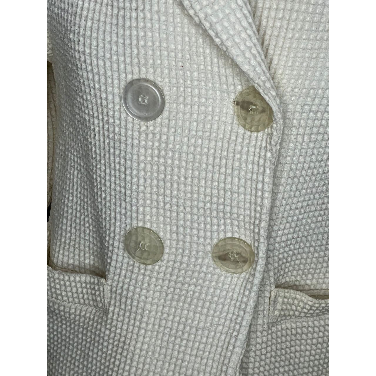 Vintage Blazer double breasted waffle knit cream 1950s oversized Size L / US 10 / IT 46 - 4 Thumbnail