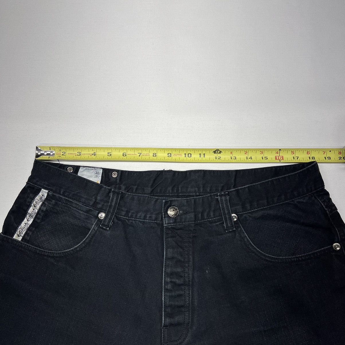 Vintage Parish Jeans Black Denim Straight Distressed Y2K Baggy Size US 40 / EU 56 - 23 Thumbnail