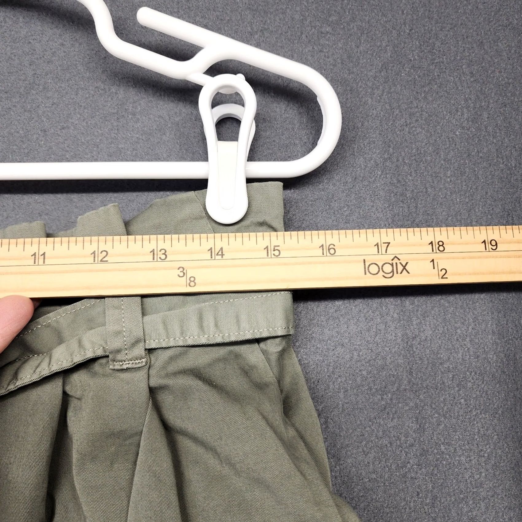 Everlane Everlane Paperbag Pants Womens Large Green Waist Tie Pleated High Rise Wide-Leg Cotton Size 36" / US 14 / IT 50 - 6 Thumbnail