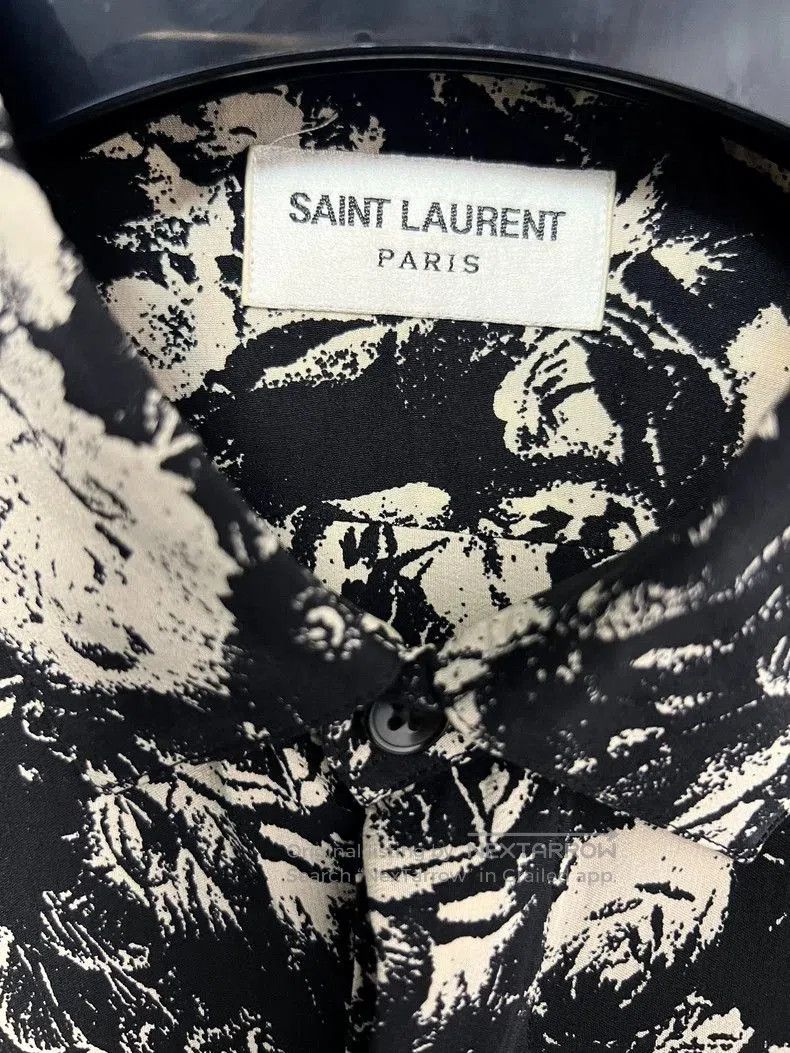 Saint Laurent Paris Saint Laurent Silk Rose Print Shirt Size US L / EU 52-54 / 3 - 3 Thumbnail
