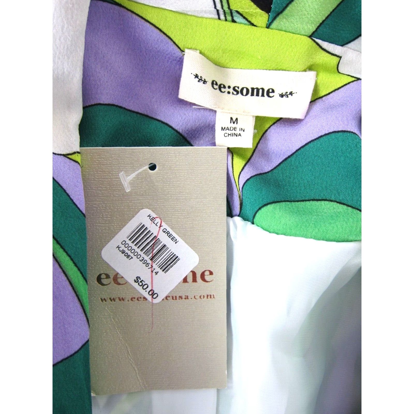 Vintage ee:some Blazer NWT M Womens Ruched Sleeve Floral Pocket Retro Kelly Green Purple Blazer Jacket M Size M / US 6-8 / IT 42-44 - 3 Thumbnail