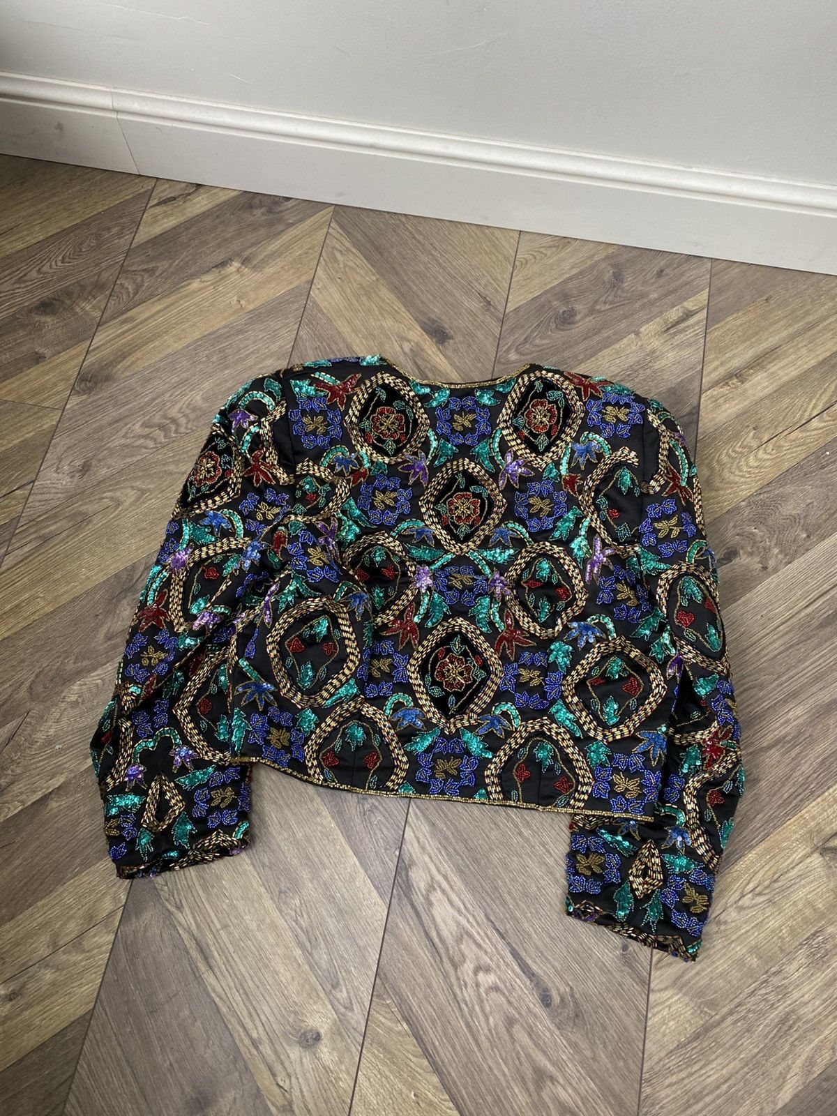Other Vintage Black Tie Heavy Beaded/Sequin Crop Jacket Size L / US 10 / IT 46 - 10 Thumbnail