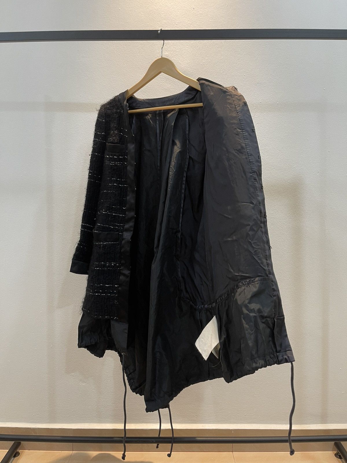 Sacai Sacai Coat Womens Small Black Wool Nylon Mixed Media Size S / US 4 / IT 40 - 2 Thumbnail
