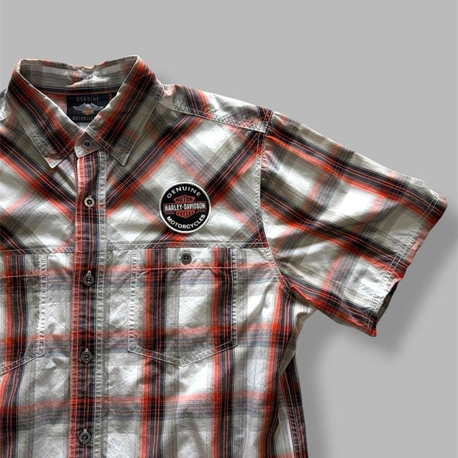 Harley Davidson Orange/Black Harley Davidson Plaid Button Up Size US L / EU 52-54 / 3 - 2 Thumbnail