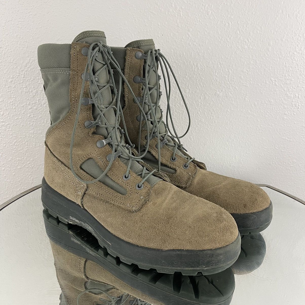 Belleville BELLEVILLE Mens Green Air Force Vibram Lace Up Combat Boots Size US 11.5 / EU 44-45 - 2 Thumbnail