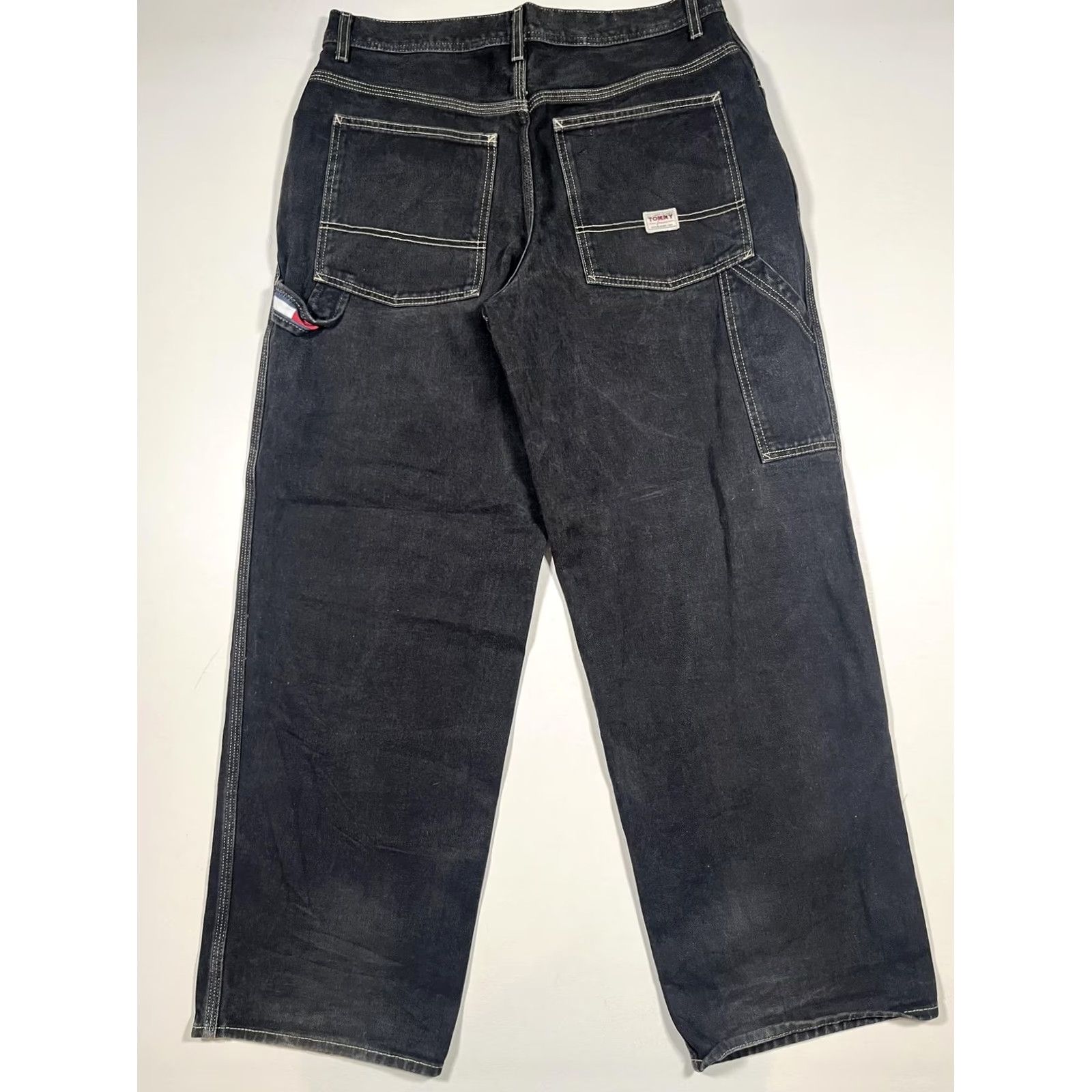 Denime Tommy Jeans Jeans Mens 34x32 Black Denim Relaxed Straight Leg Carpenter Size US 34 / EU 50 - 2 Thumbnail