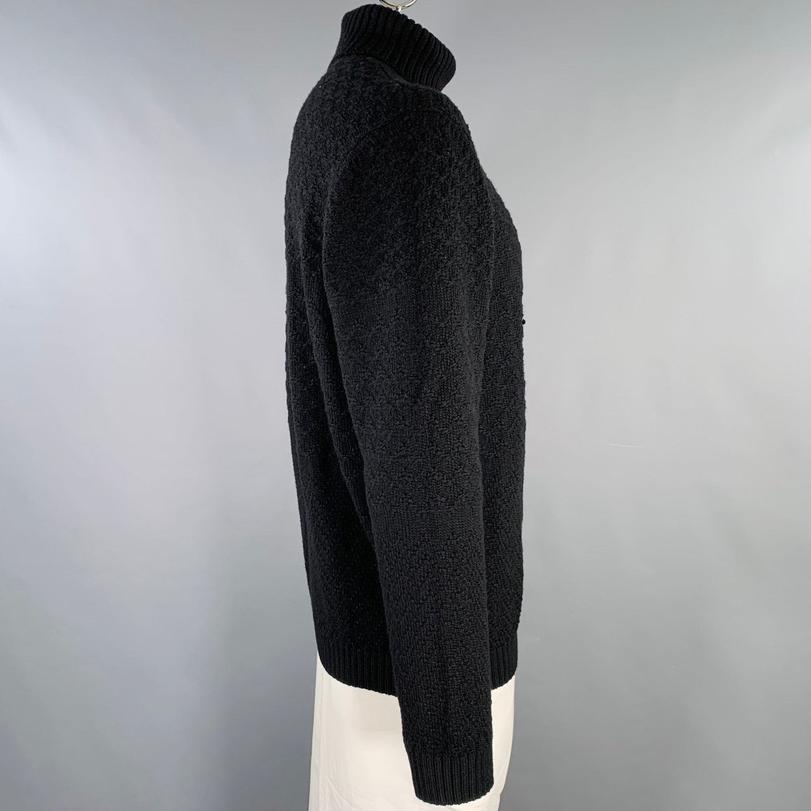 Ermenegildo Zegna ERMENEGILDO ZEGNA Size XL Black Knit Wool Turtleneck Sweater Size US XL / EU 56 / 4 - 3 Thumbnail