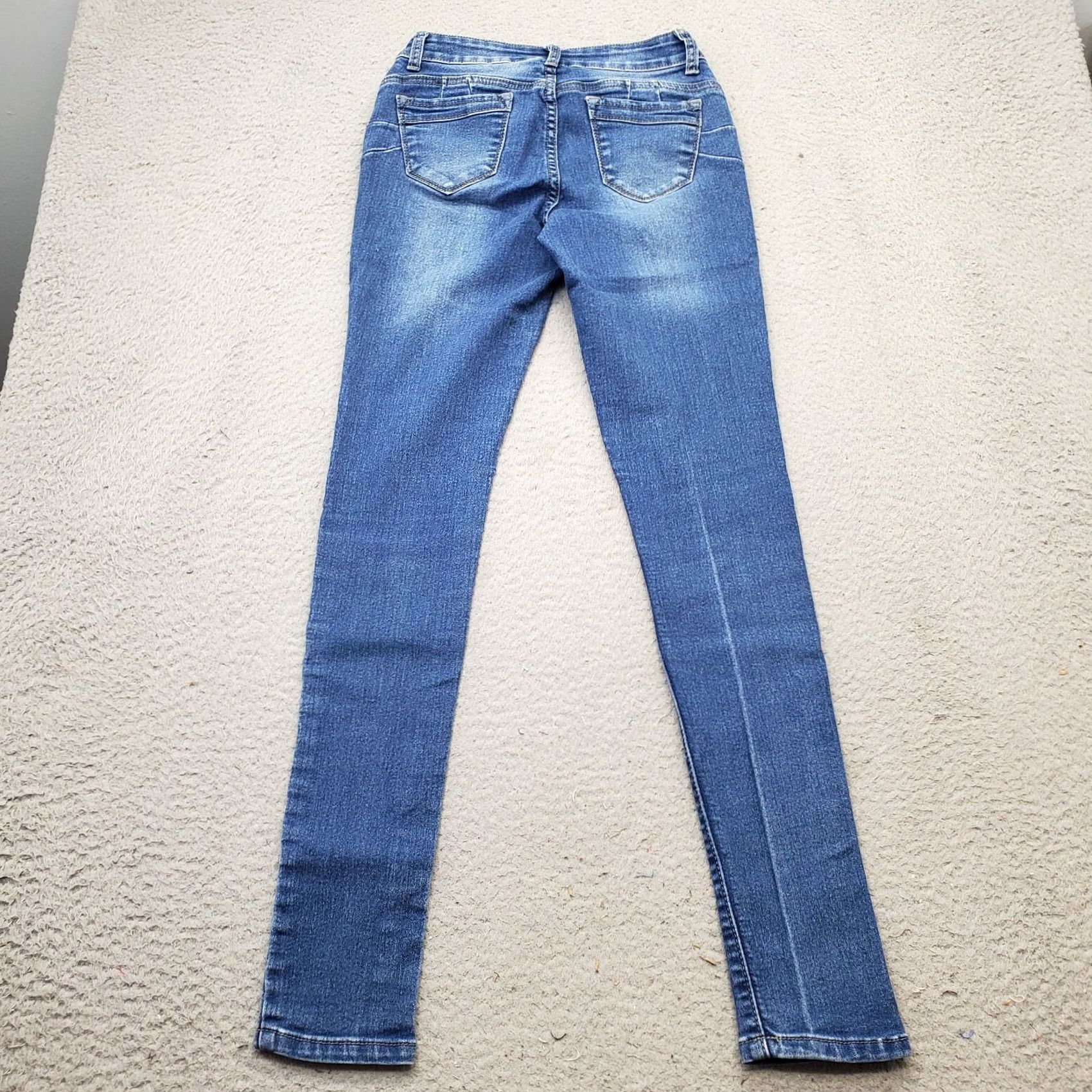 Vintage BOB Skinny Jeans Women's 1/2 Blue Denim Medium Wash Whiskered Low Waist Pants Jeans Womens Size 25" / US 0 / IT 36 - 2 Thumbnail