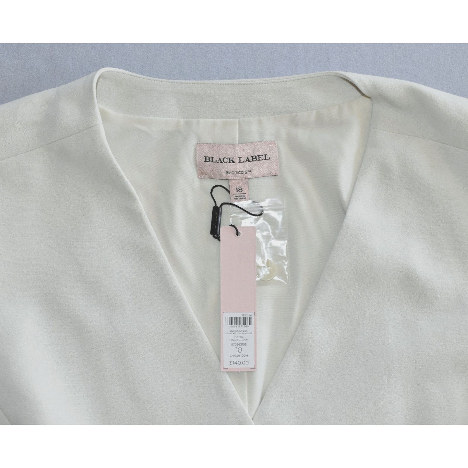 Chicos NWT BLACK LABEL BY CHICOS Button Front Shirt Vest Sz 18 $140 Size XXL / US 16-18 / IT 52-54 - 5 Thumbnail