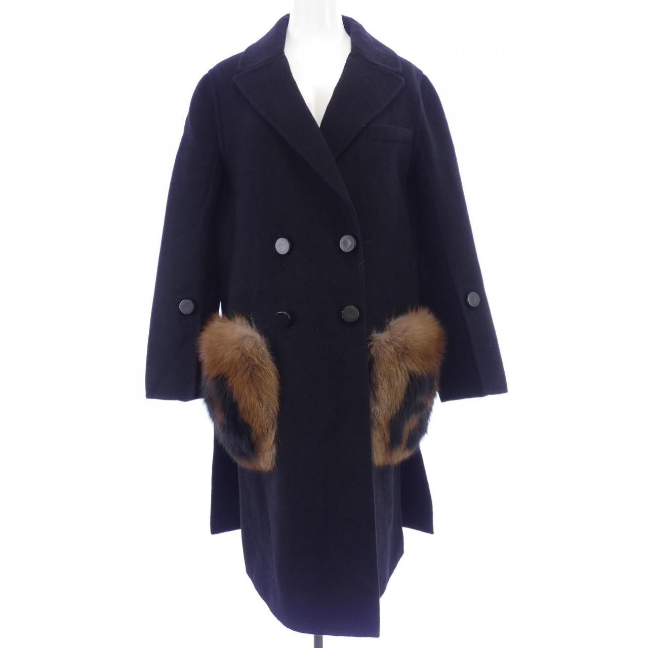 Fendi Fendi Fendi Wool Coat Textile Outerwear FF8521A5G0 DUTY FREE for USA Size ONE SIZE - 1 Thumbnail