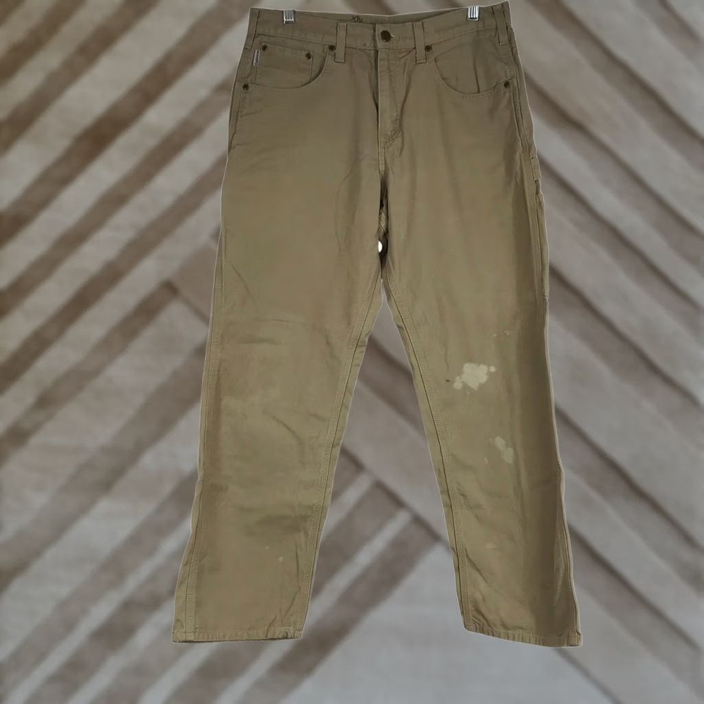 Carhartt Carhartt Loose Fit Carpenter Pants Men Tan Duck Canvas B159 GKH 32x30 Distressed Size 24" / US 00 / IT 34 - 1 Thumbnail