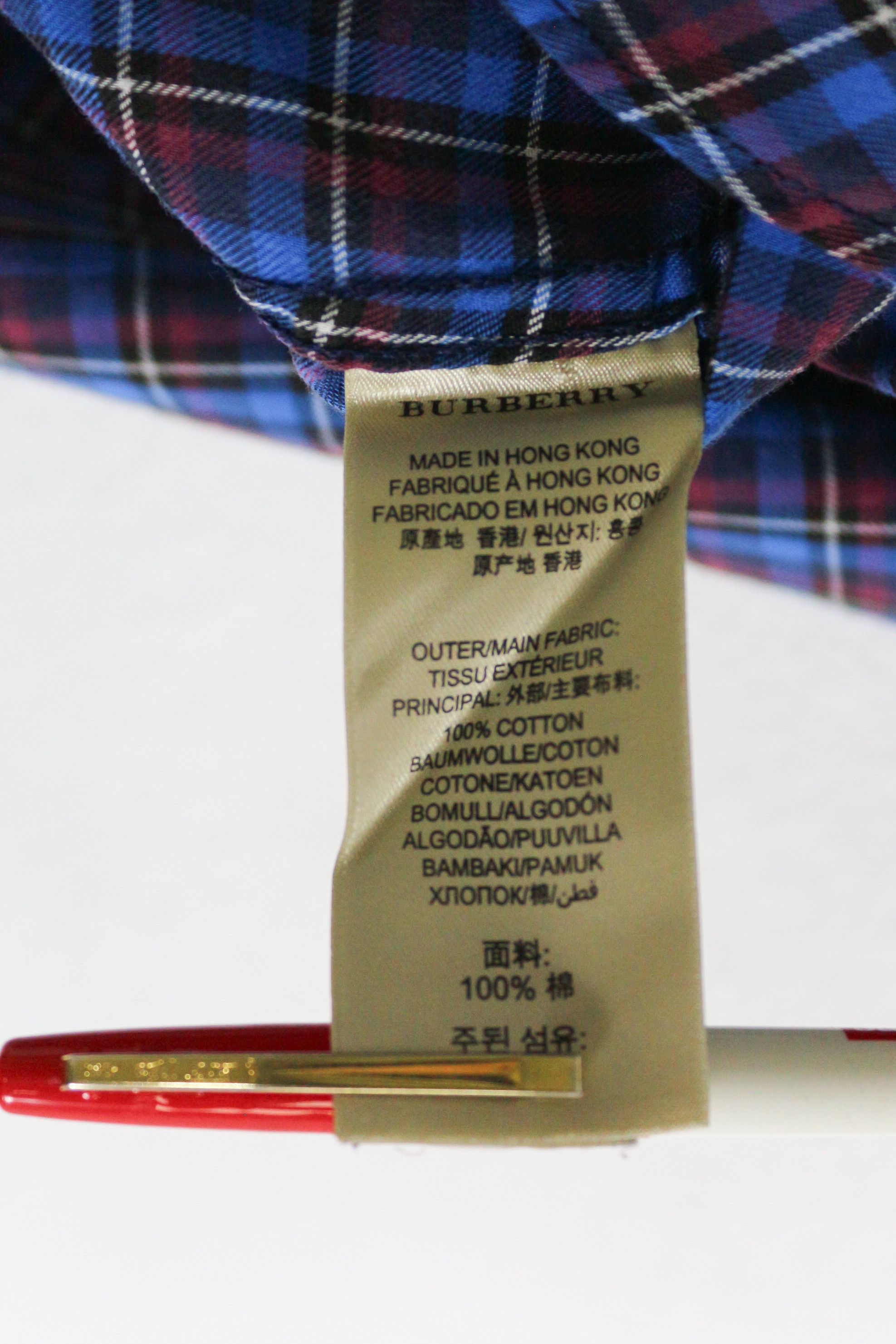 Burberry Burberry Brit Logo Blue Check Flannel Shirt Size US XL / EU 56 / 4 - 5 Thumbnail
