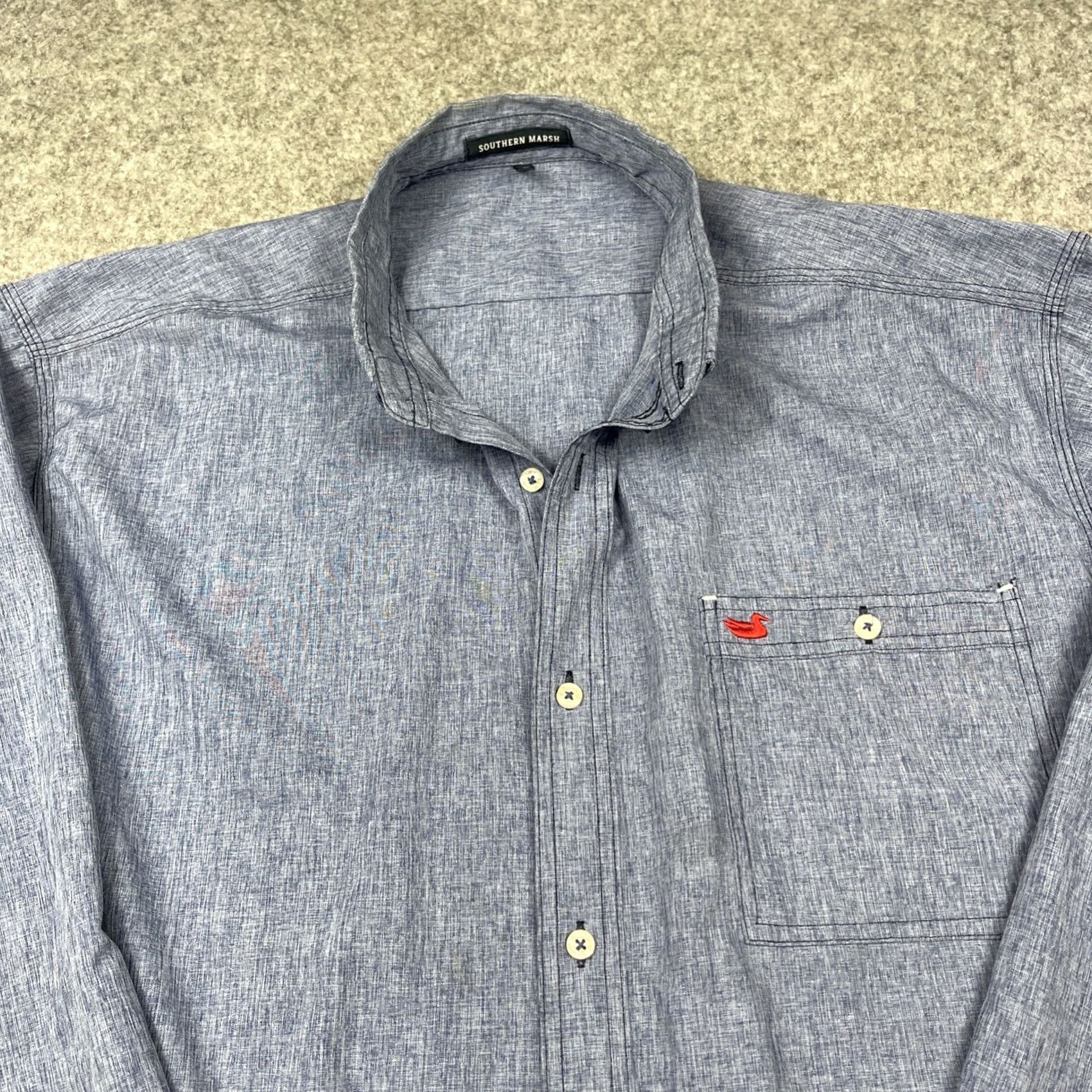 Vintage Southern Marsh Performance Button Up Shirt Mens 2X Blue Long Sleeve Coastal Size US XXL / EU 58 / 5 - 2 Thumbnail