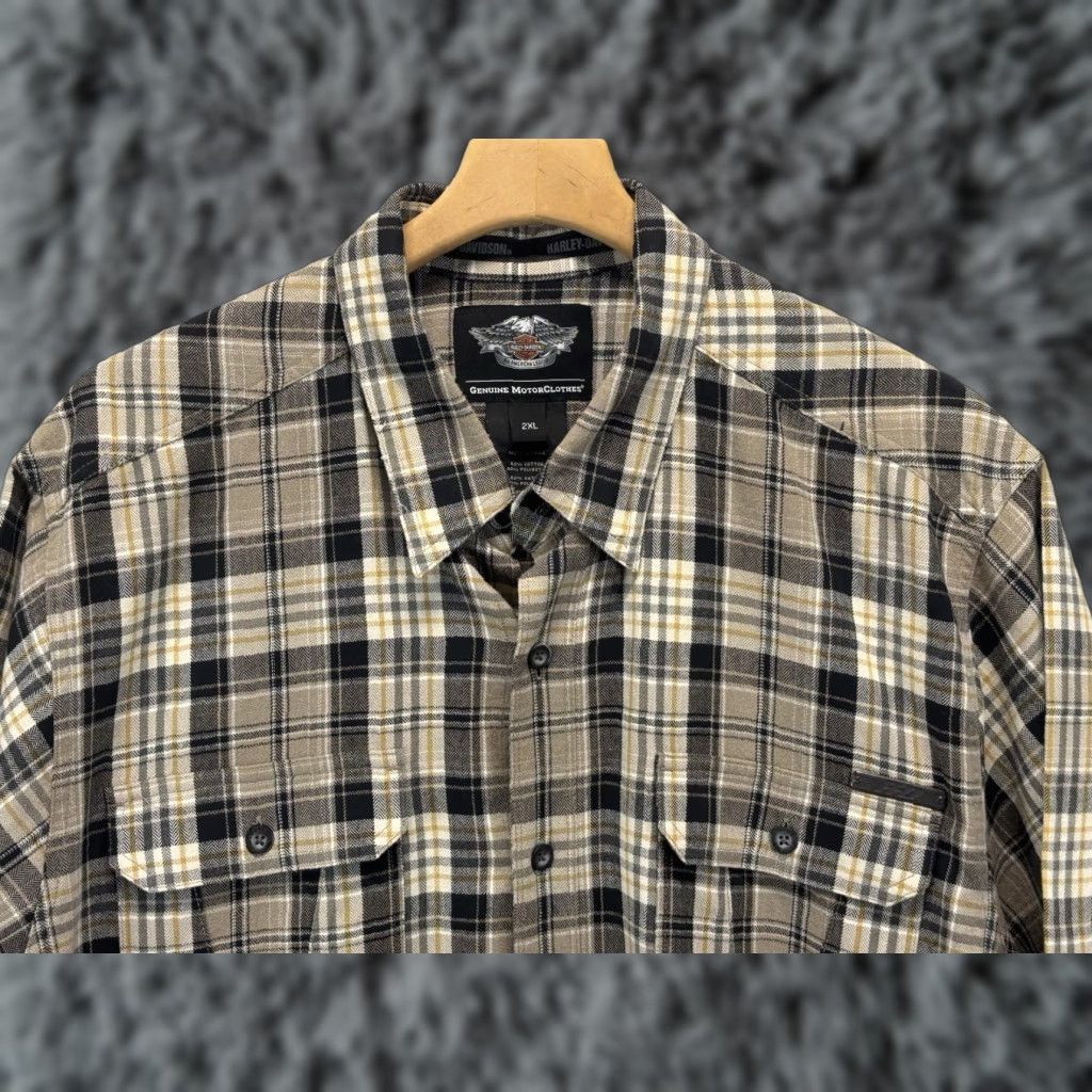 Harley Davidson Harley-Davidson Button-Up Shirt Mens 2XL Plaid Short Sleeve 2 Pocket Multicolor Casual Size US XXL / EU 58 / 5 - 1 Thumbnail