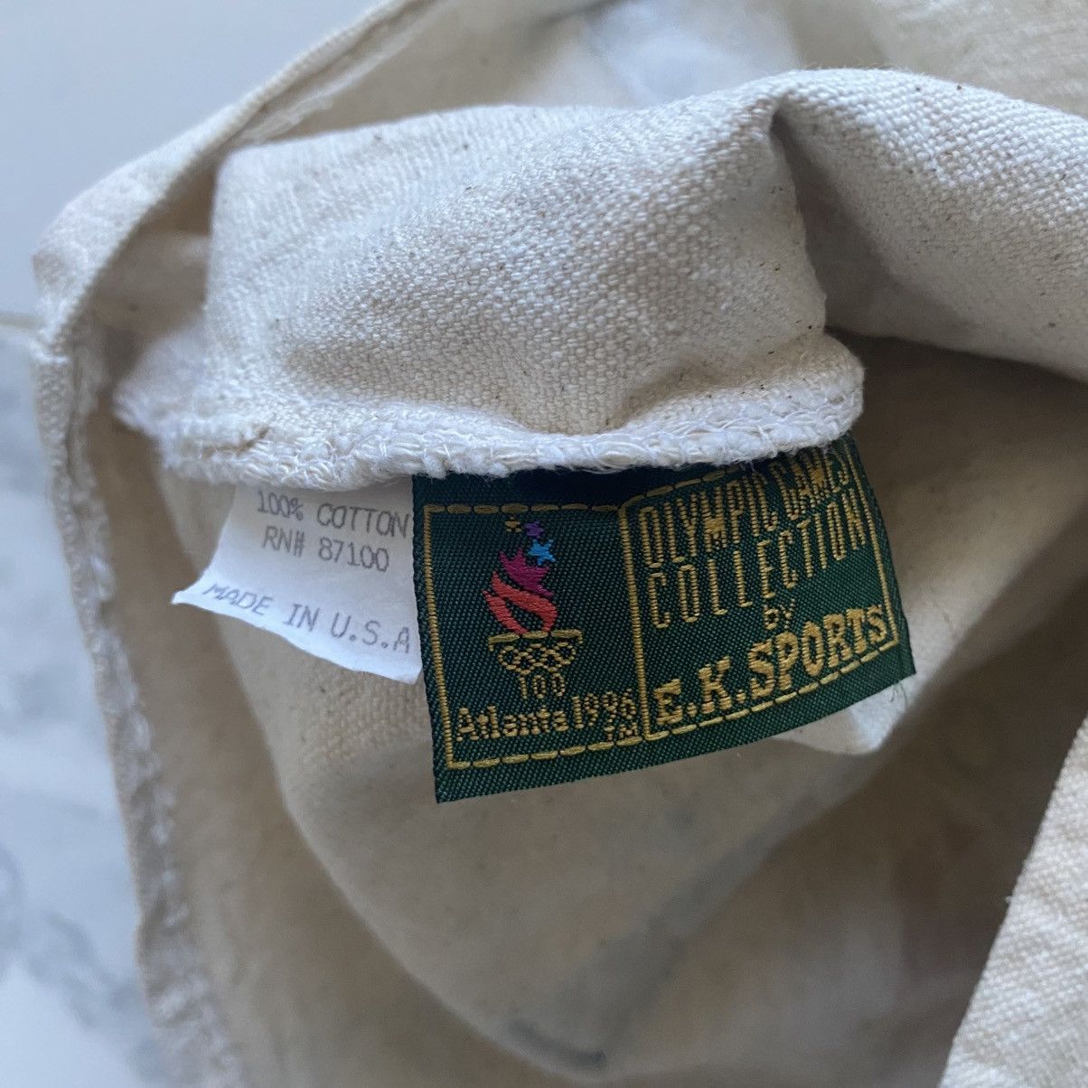 Vintage Vintage 1996 Olympics Atlanta Tote Bag Beige Navy Small Size ONE SIZE - 5 Thumbnail