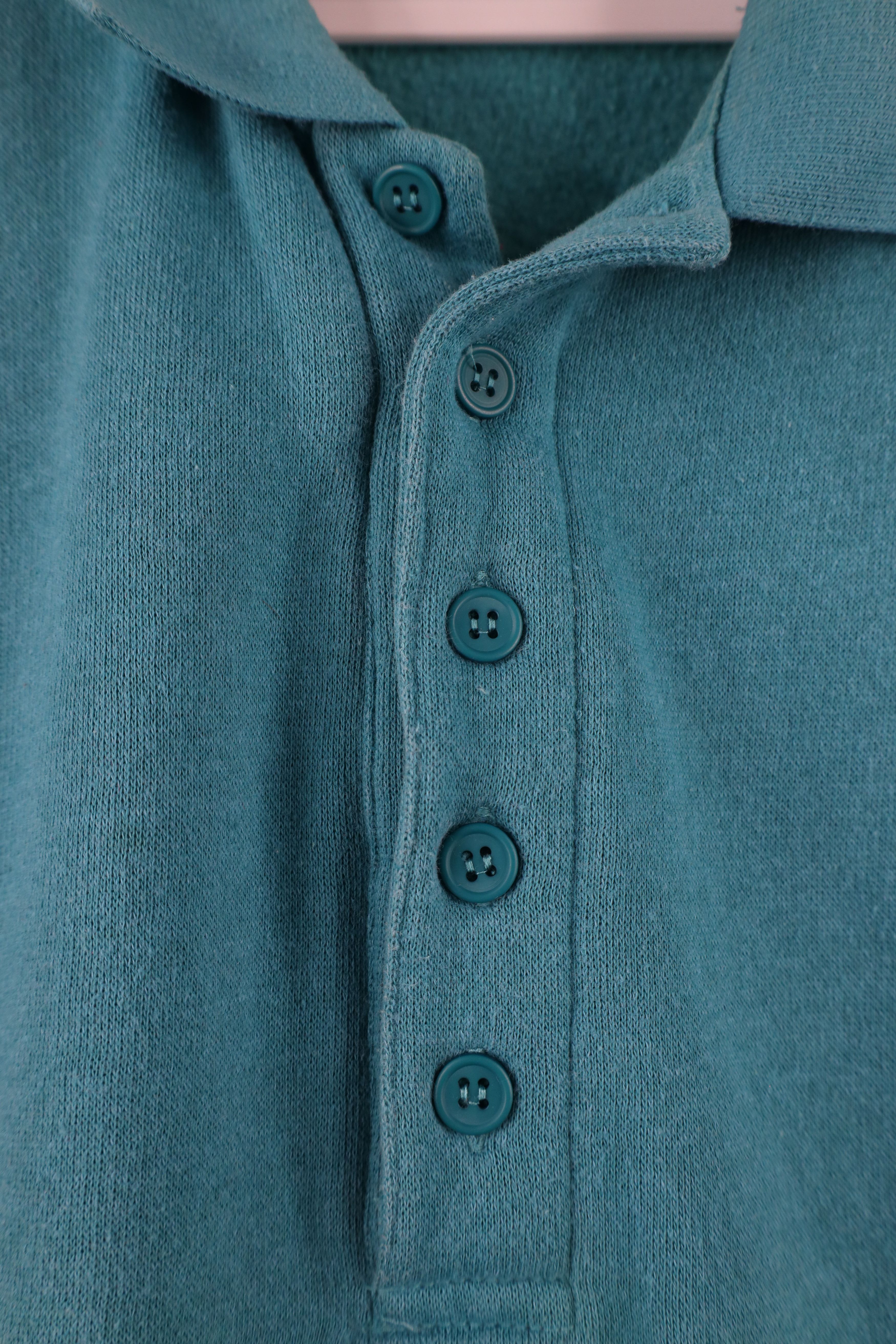 Vintage Vintage 90s Streetwear Boxy Fit Collared Sweatshirt Teal Size US L / EU 52-54 / 3 - 4 Thumbnail